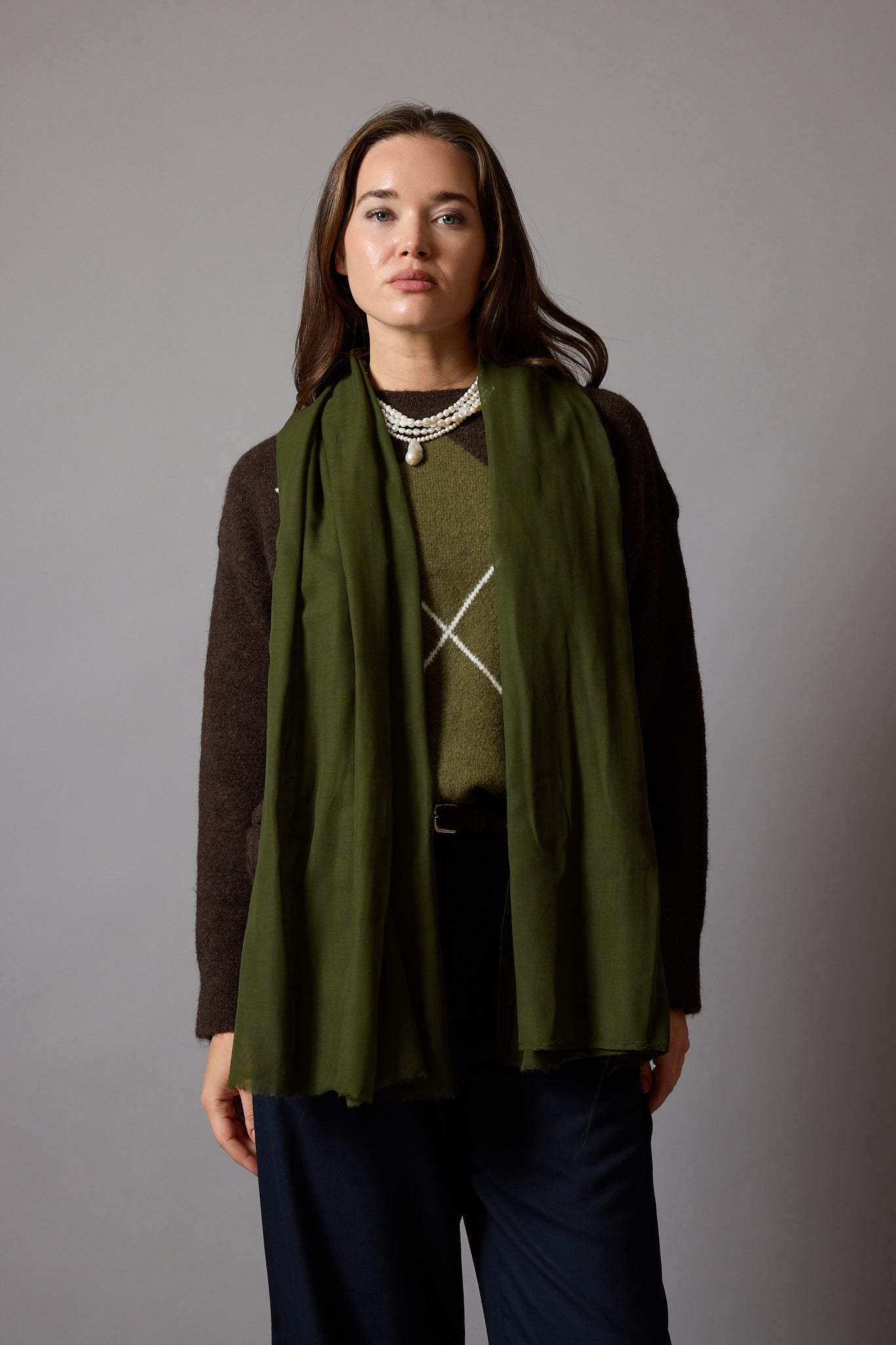 Khaki Organik Pamuk Handmade Sal