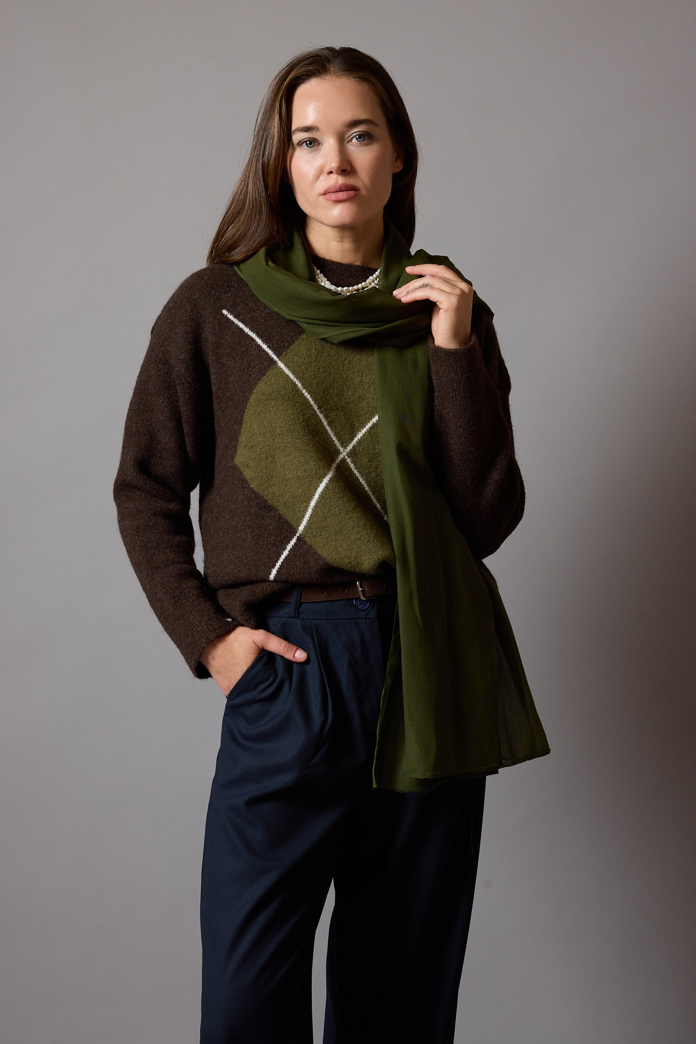 Khaki Organik Pamuk Handmade Sal