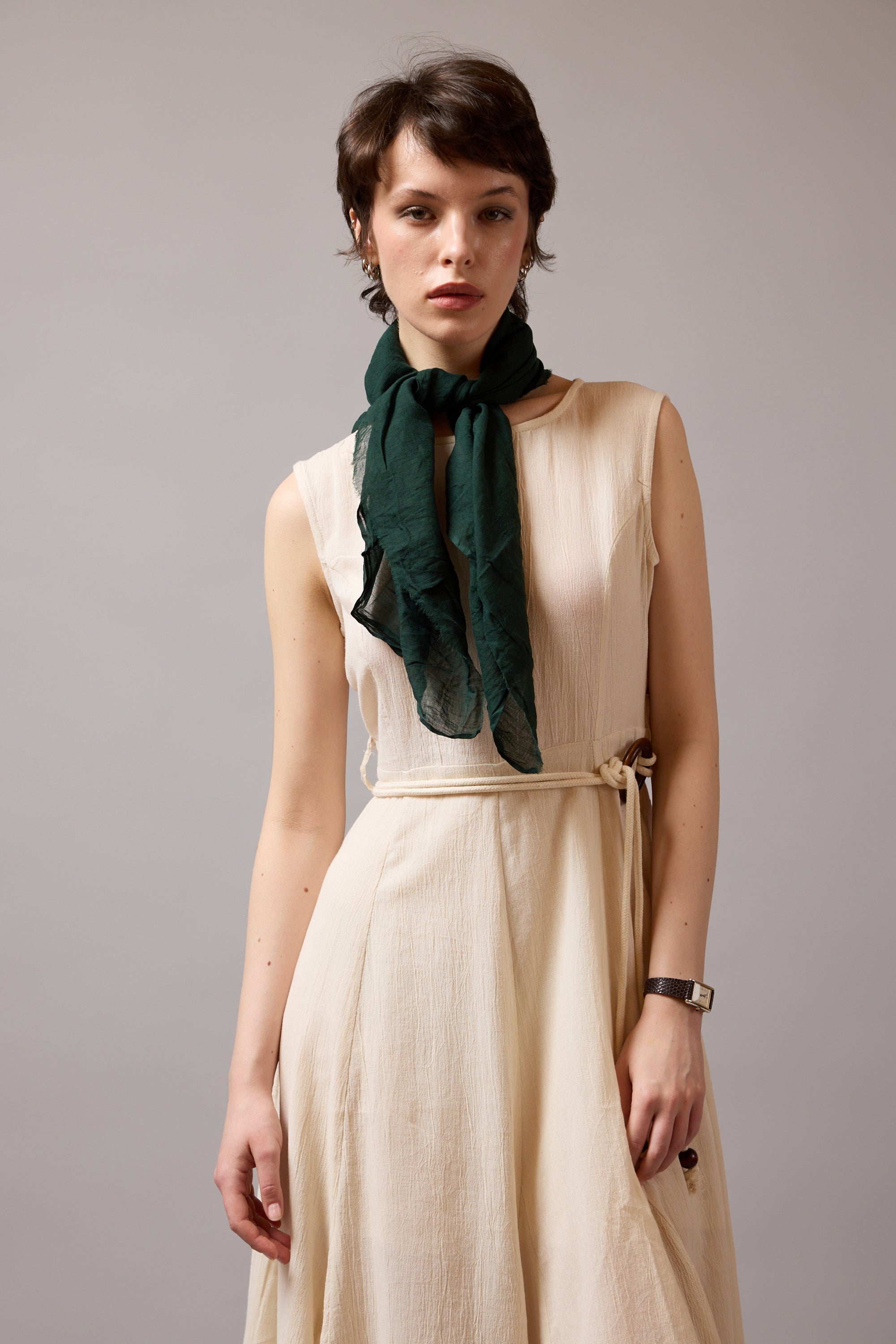 Emerald Organik Pamuk Handmade Kare Fular