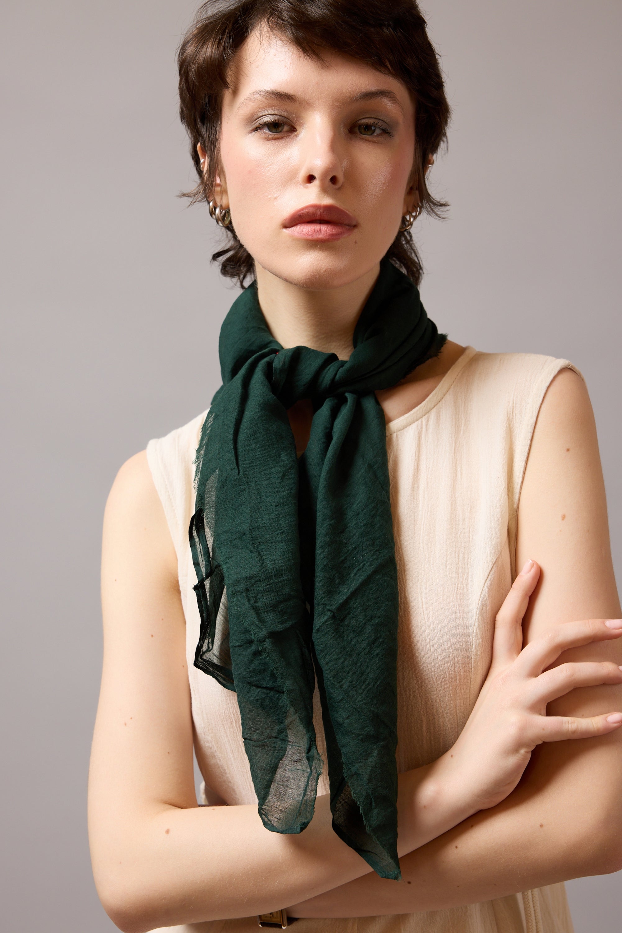 Emerald Organik Pamuk Handmade Kare Fular