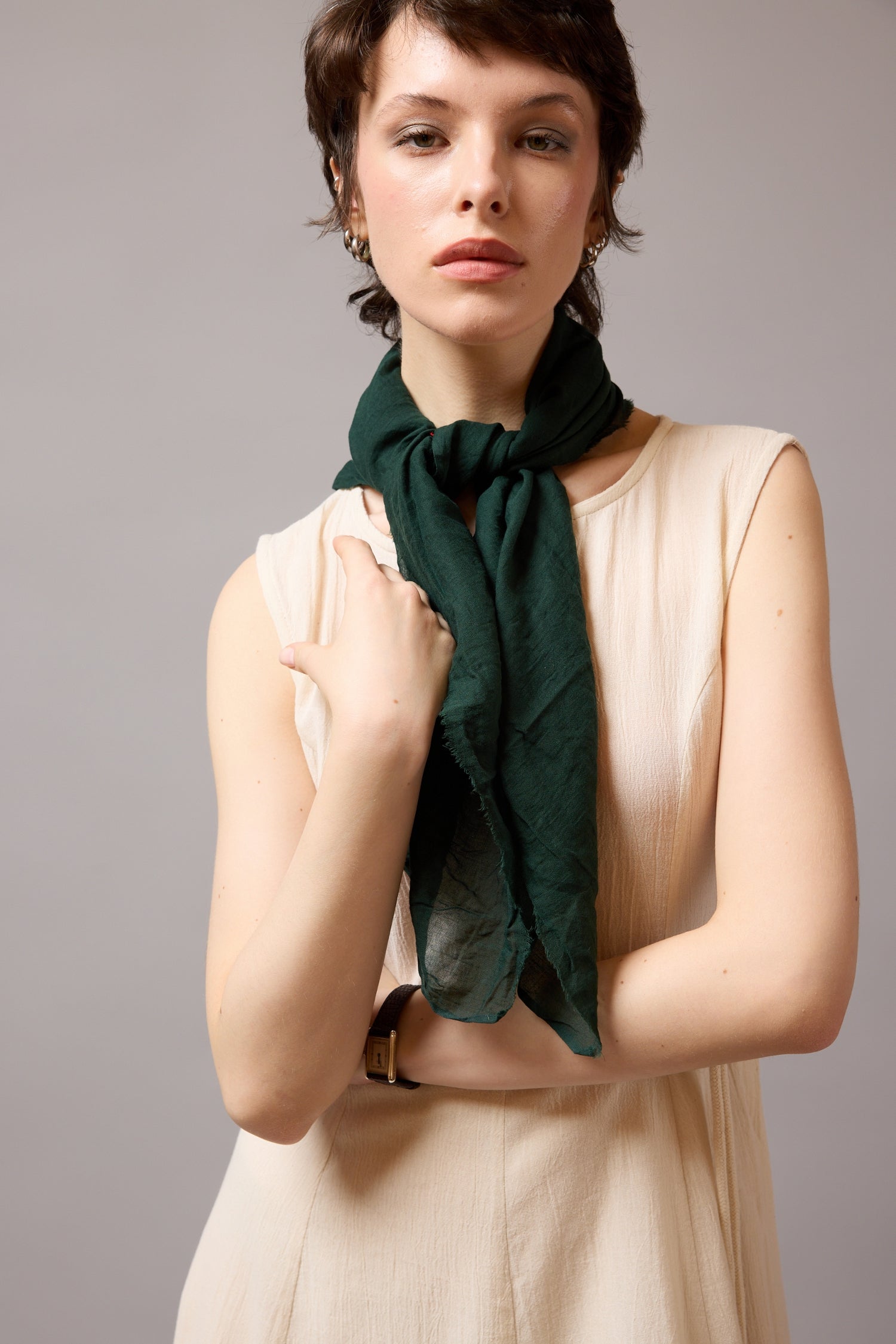 Emerald Organik Pamuk Handmade Kare Fular