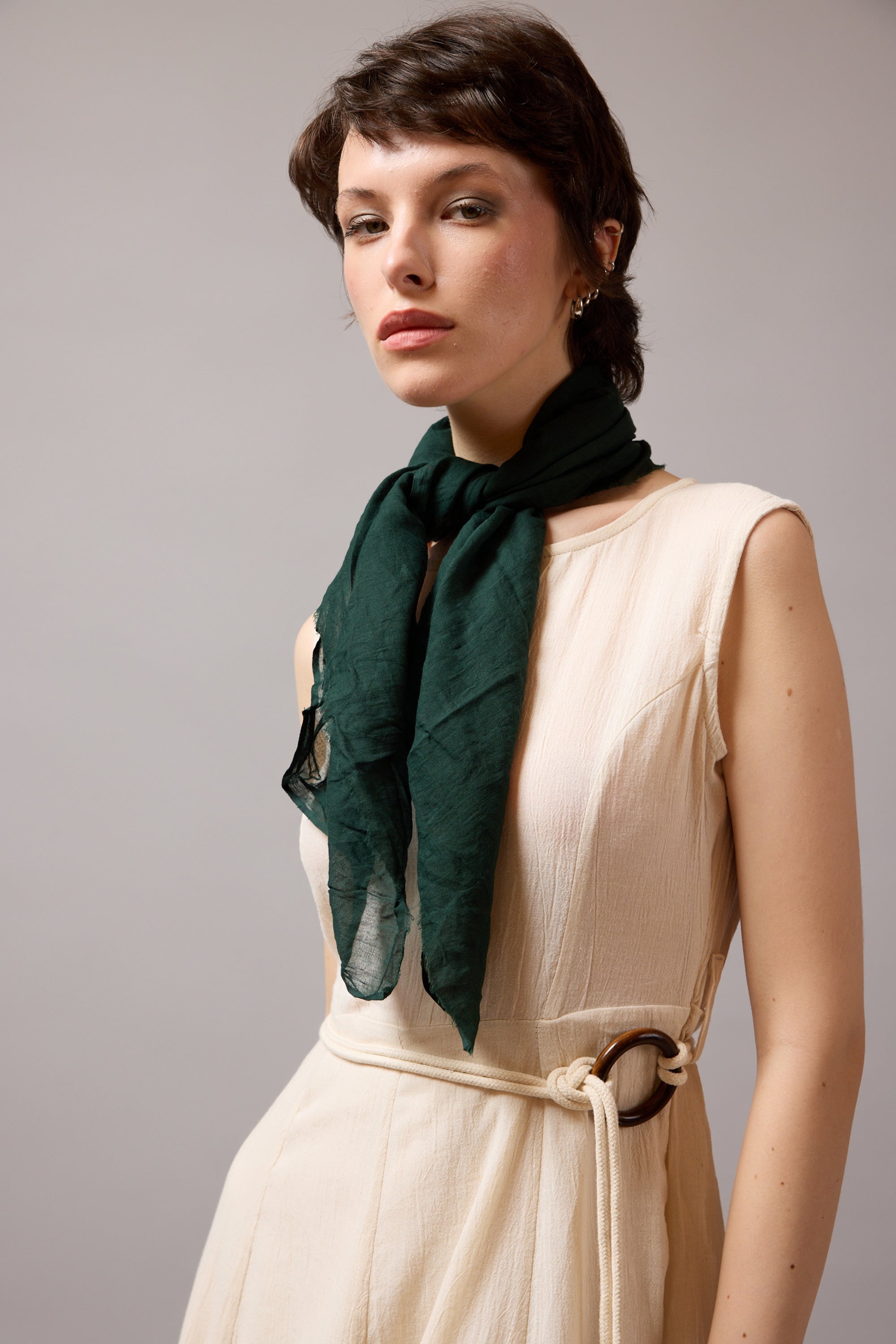 Emerald Organik Pamuk Handmade Kare Fular