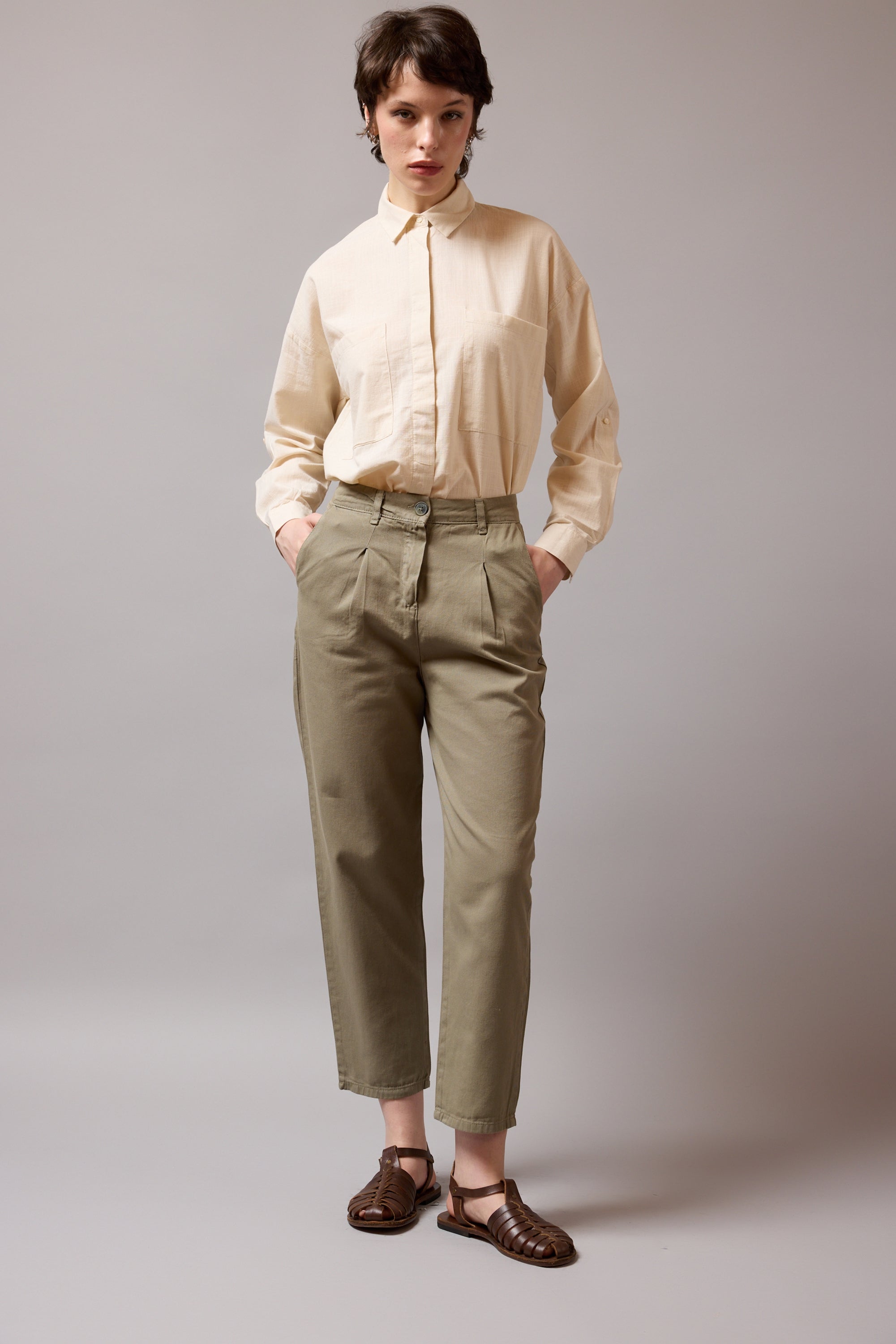 COTTON PENSLI CARROT FIT PANTOLON VINTAGE GREEN