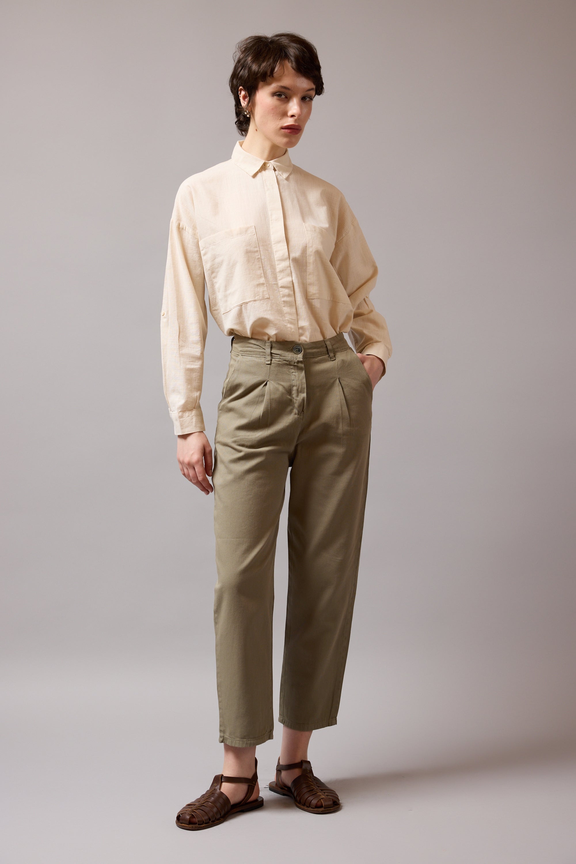 COTTON PENSLI CARROT FIT PANTOLON VINTAGE GREEN