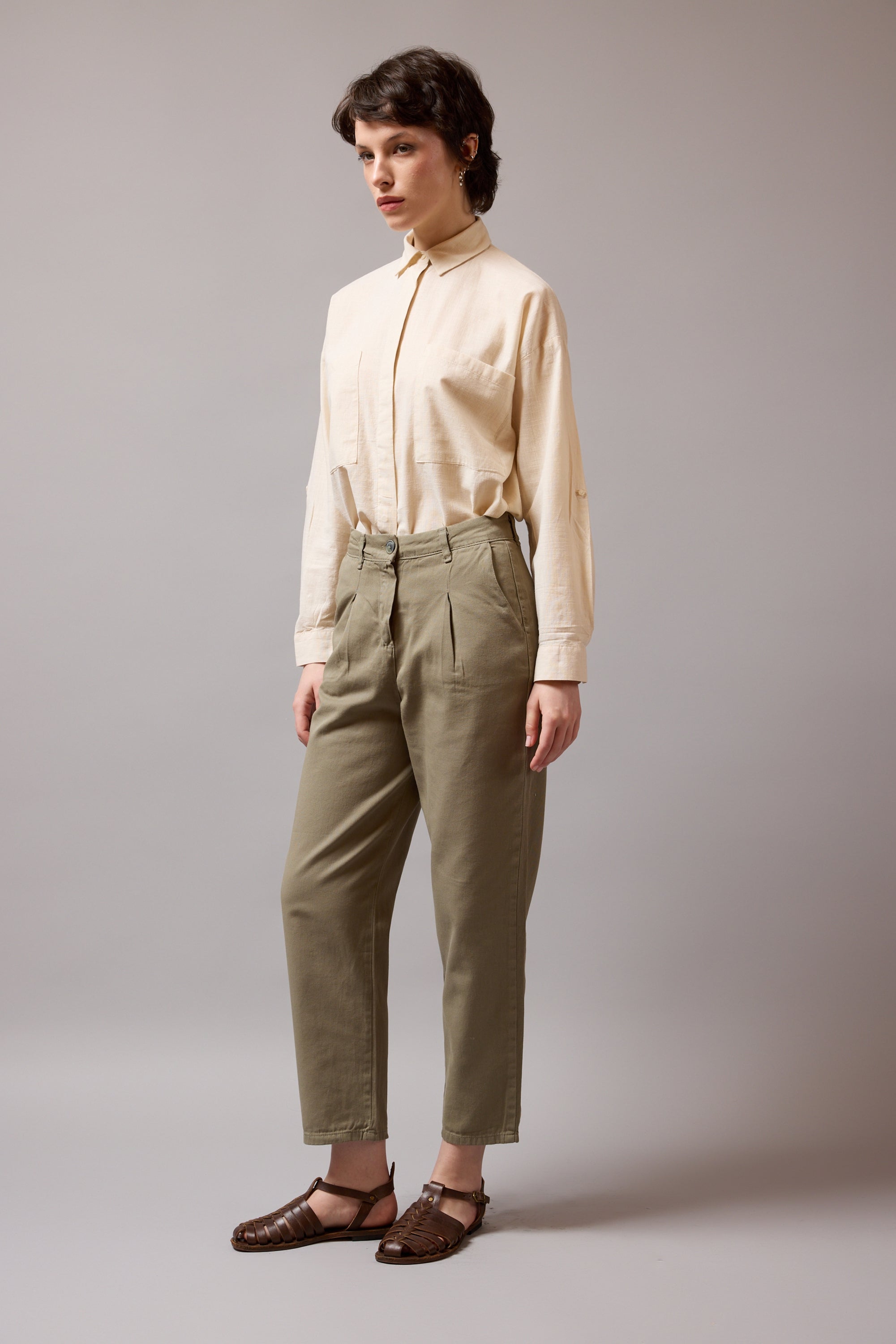 COTTON PENSLI CARROT FIT PANTOLON VINTAGE GREEN