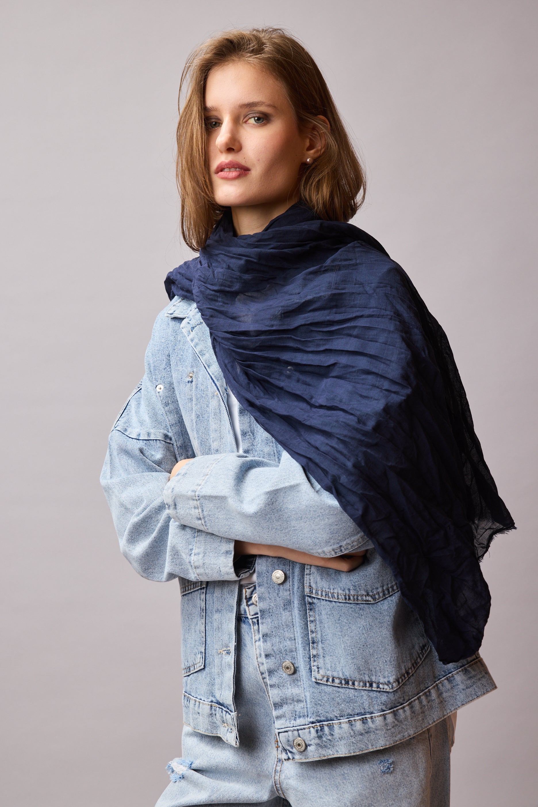 MIDNIGHT BLUE ORGANIK PAMUK EL BOYAMA SAL