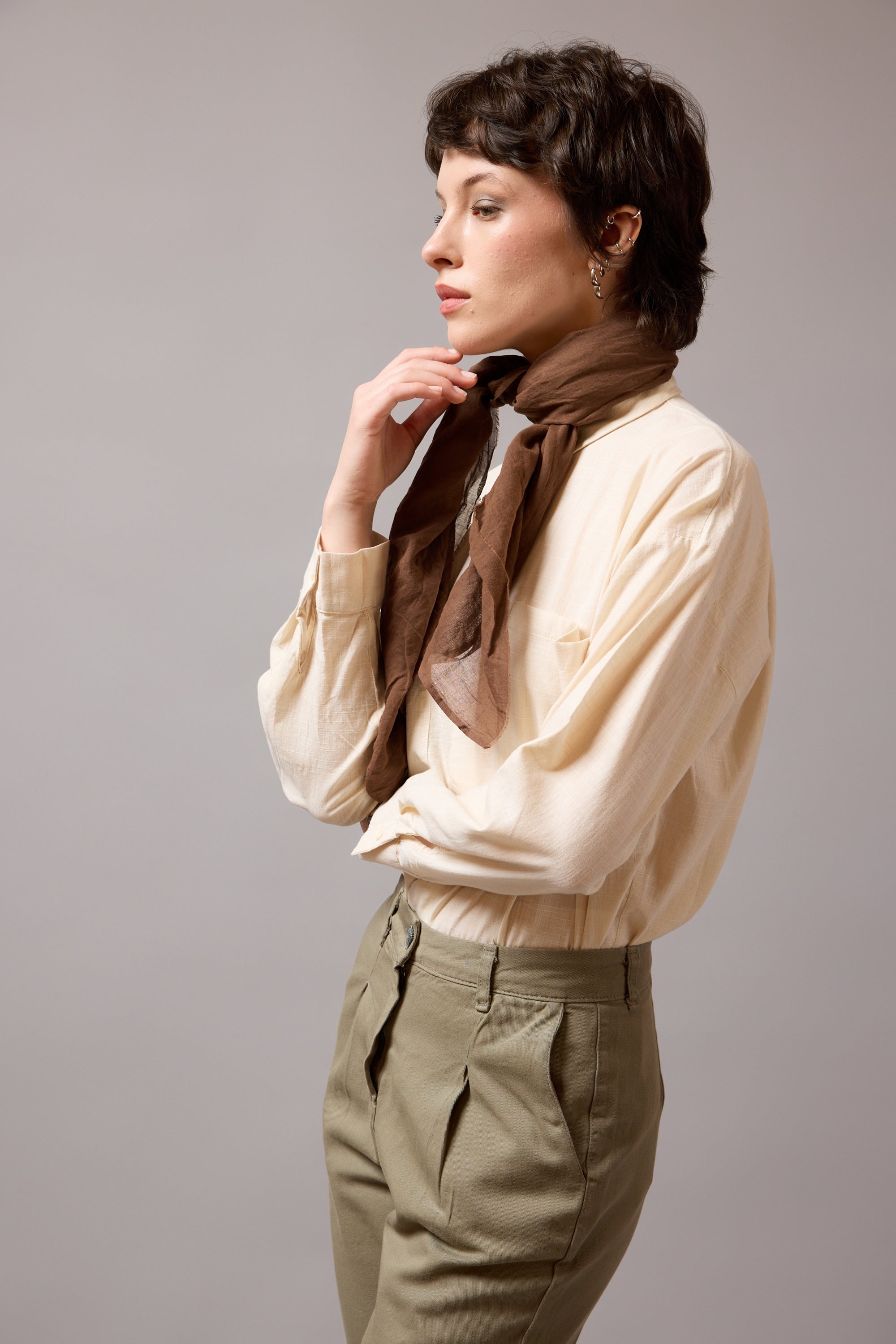 Autumn Coffee Organik Pamuk Handmade Kare Fular