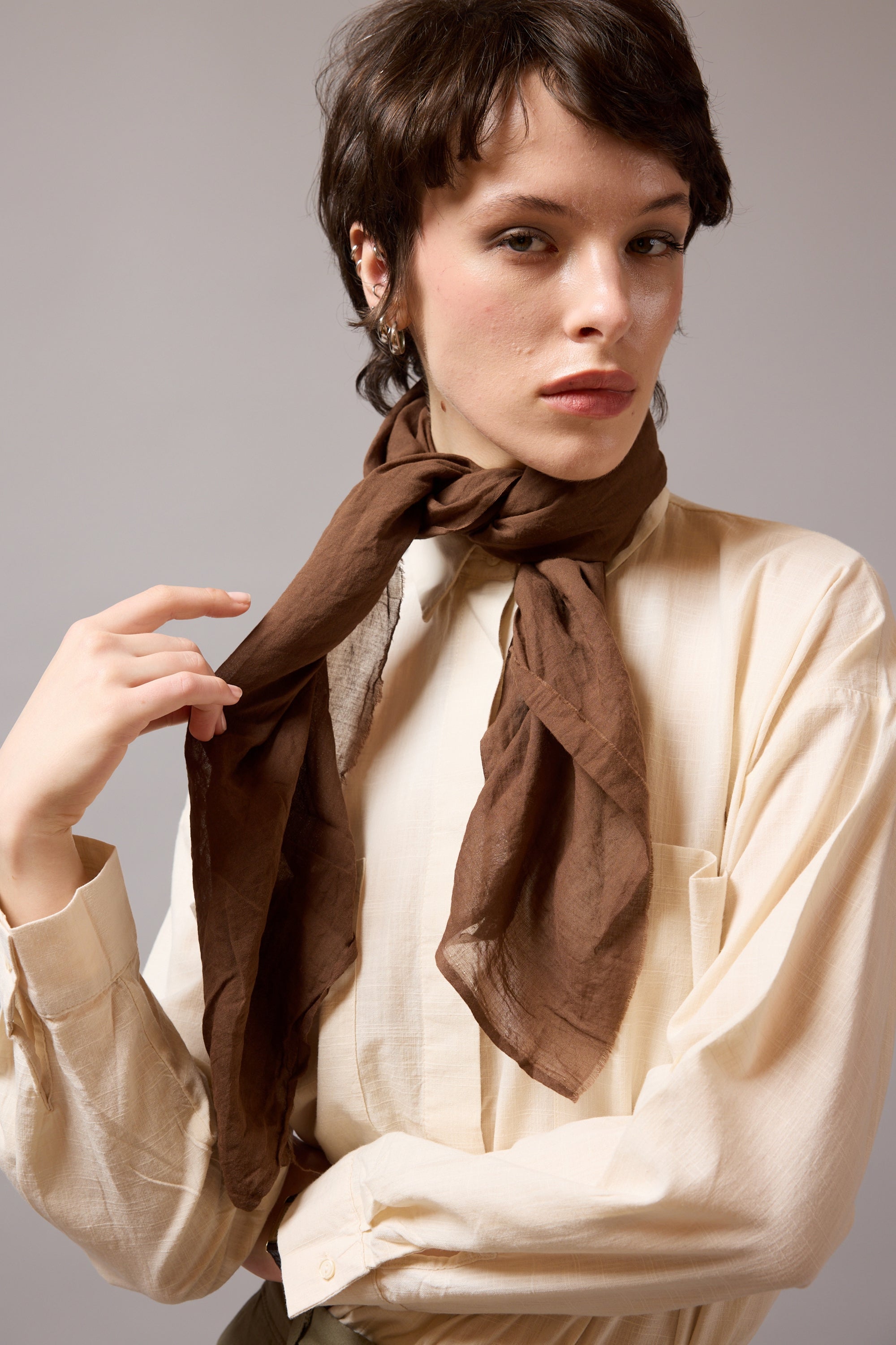 Autumn Coffee Organik Pamuk Handmade Kare Fular