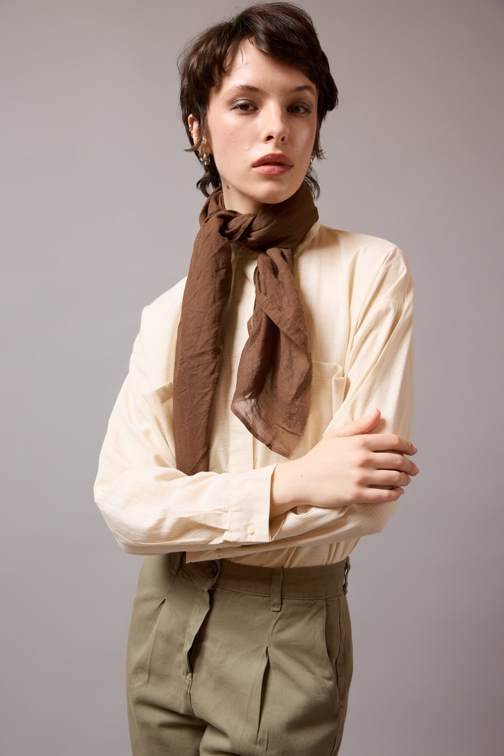 Autumn Coffee Organik Pamuk Handmade Kare Fular