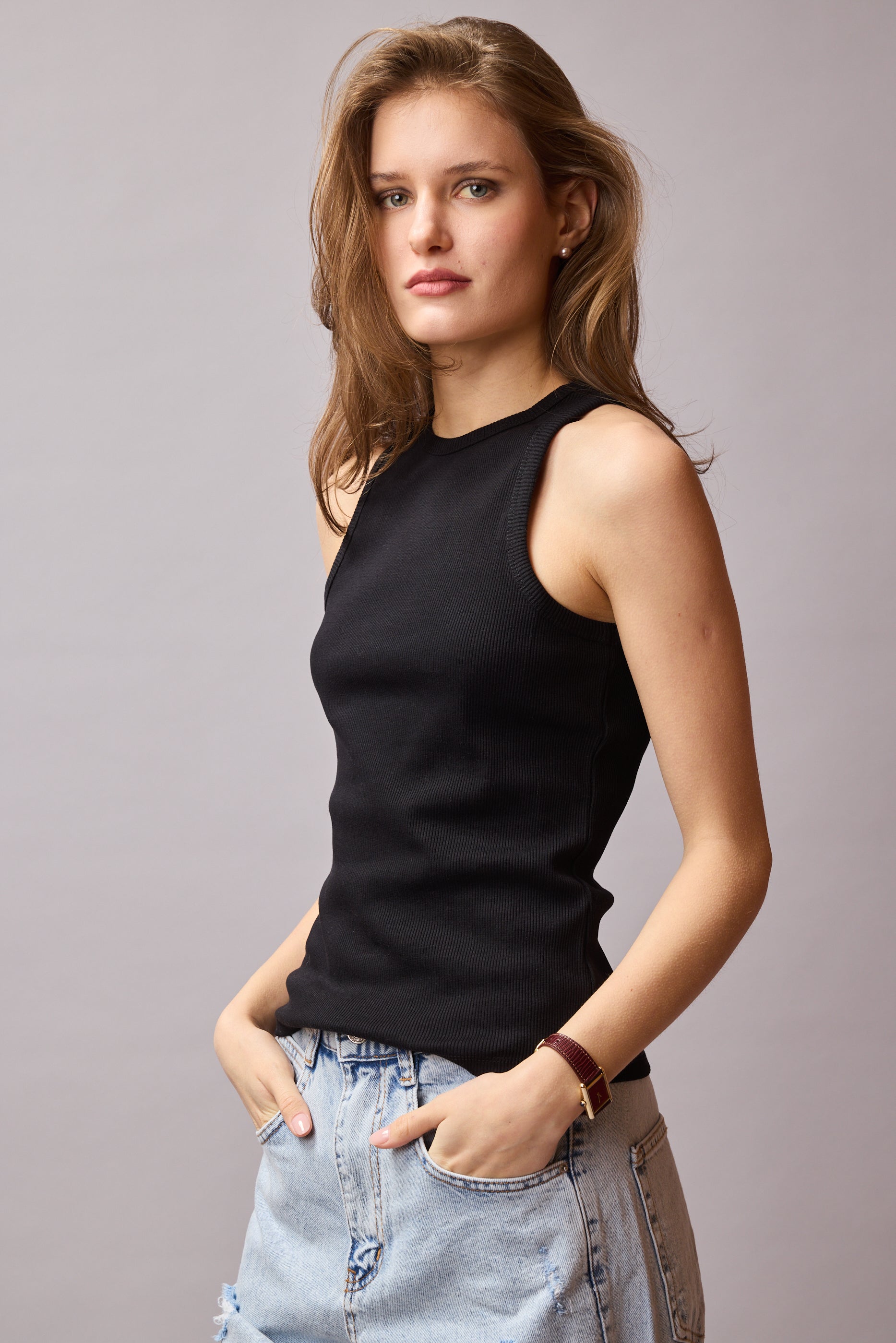 Halter Yaka Crop Top Siyah