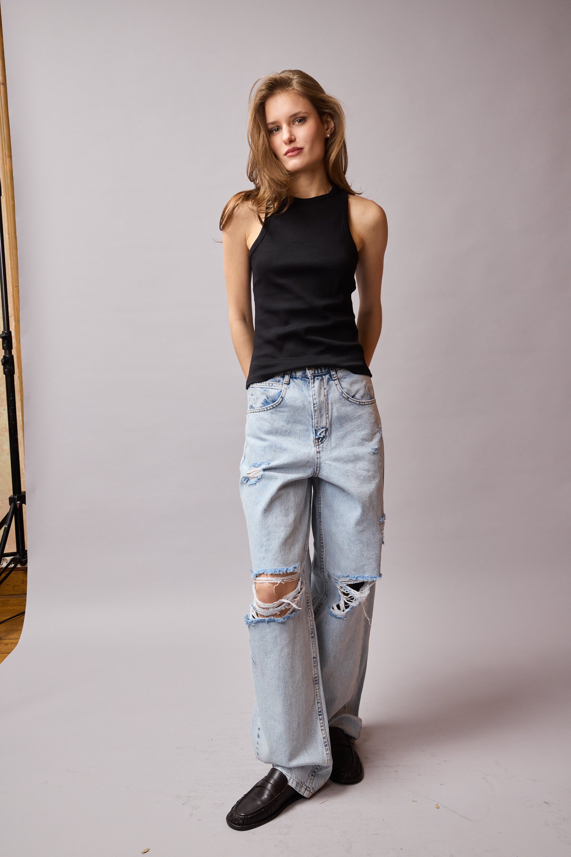 Halter Yaka Crop Top Siyah