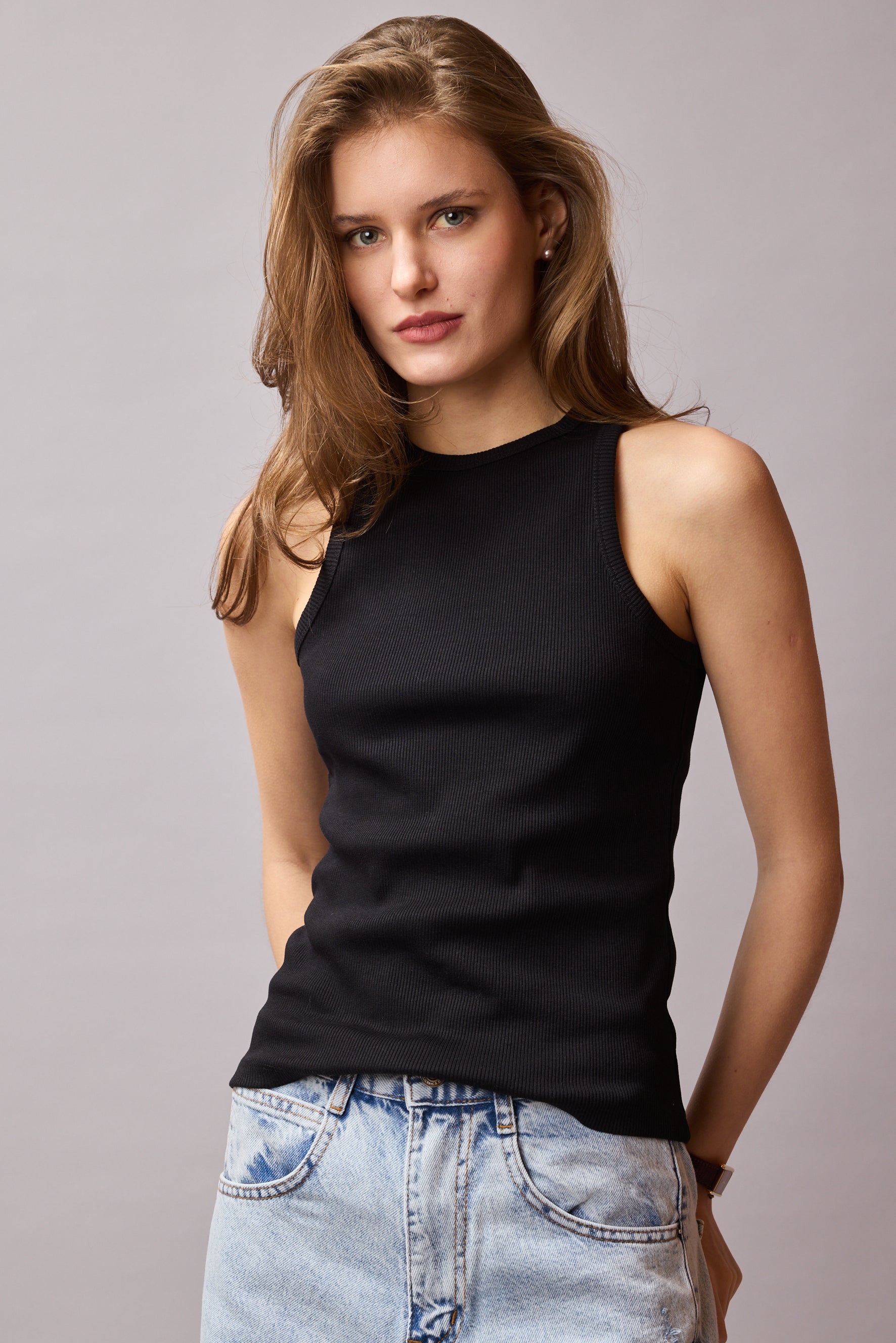 Halter Neck Crop Top Black