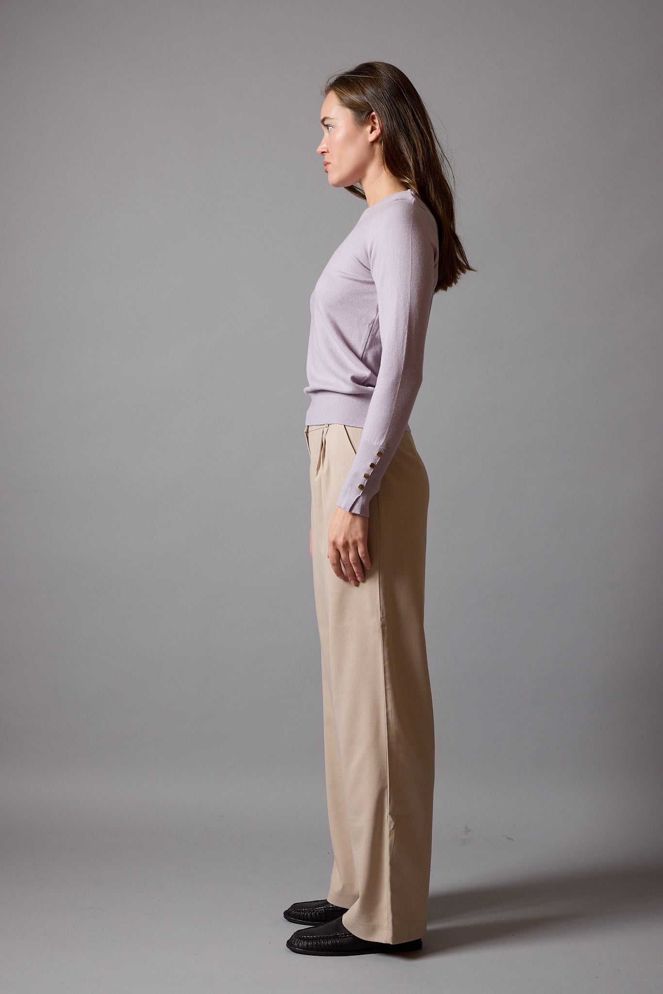 DOUBLE PLEATED PALAZZO TROUSERS BEIGE
