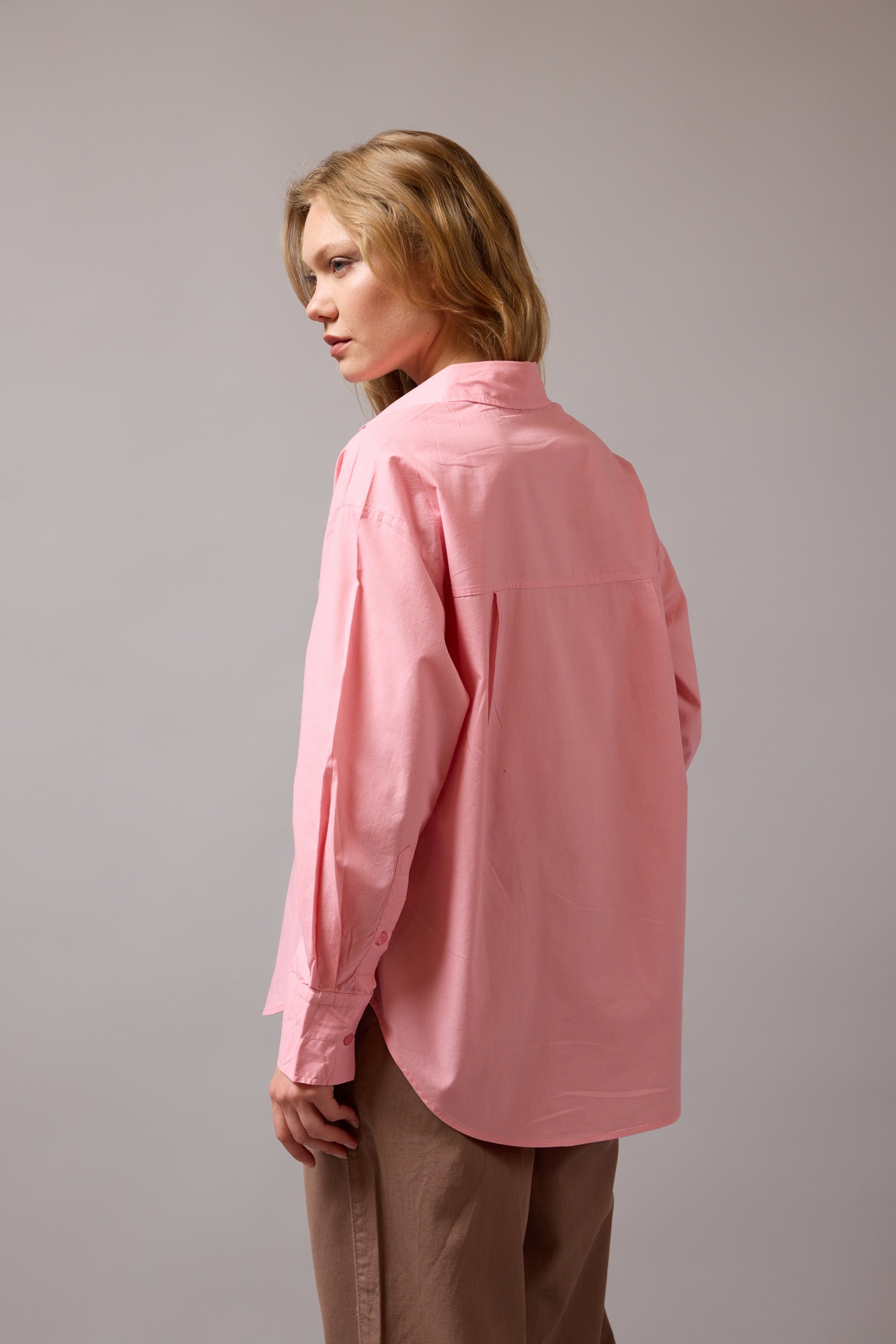 CLASSIC COLLAR OVERSIZE POPLIN SHIRT PINK