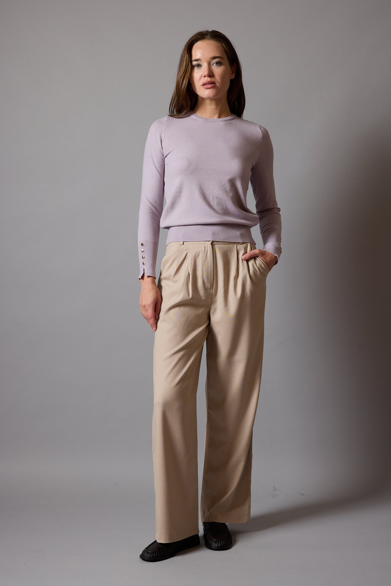 DOUBLE PLEATED PALAZZO TROUSERS BEIGE
