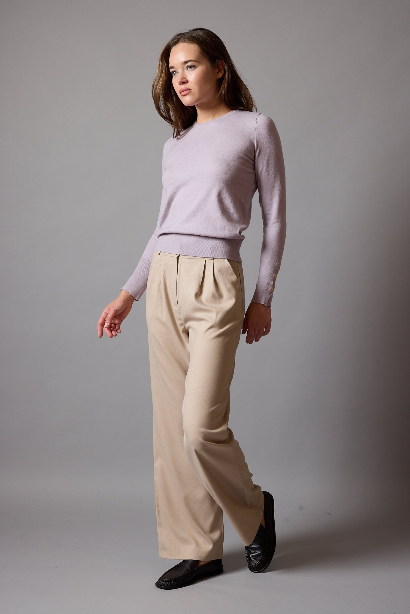 DOUBLE PLEATED PALAZZO TROUSERS BEIGE