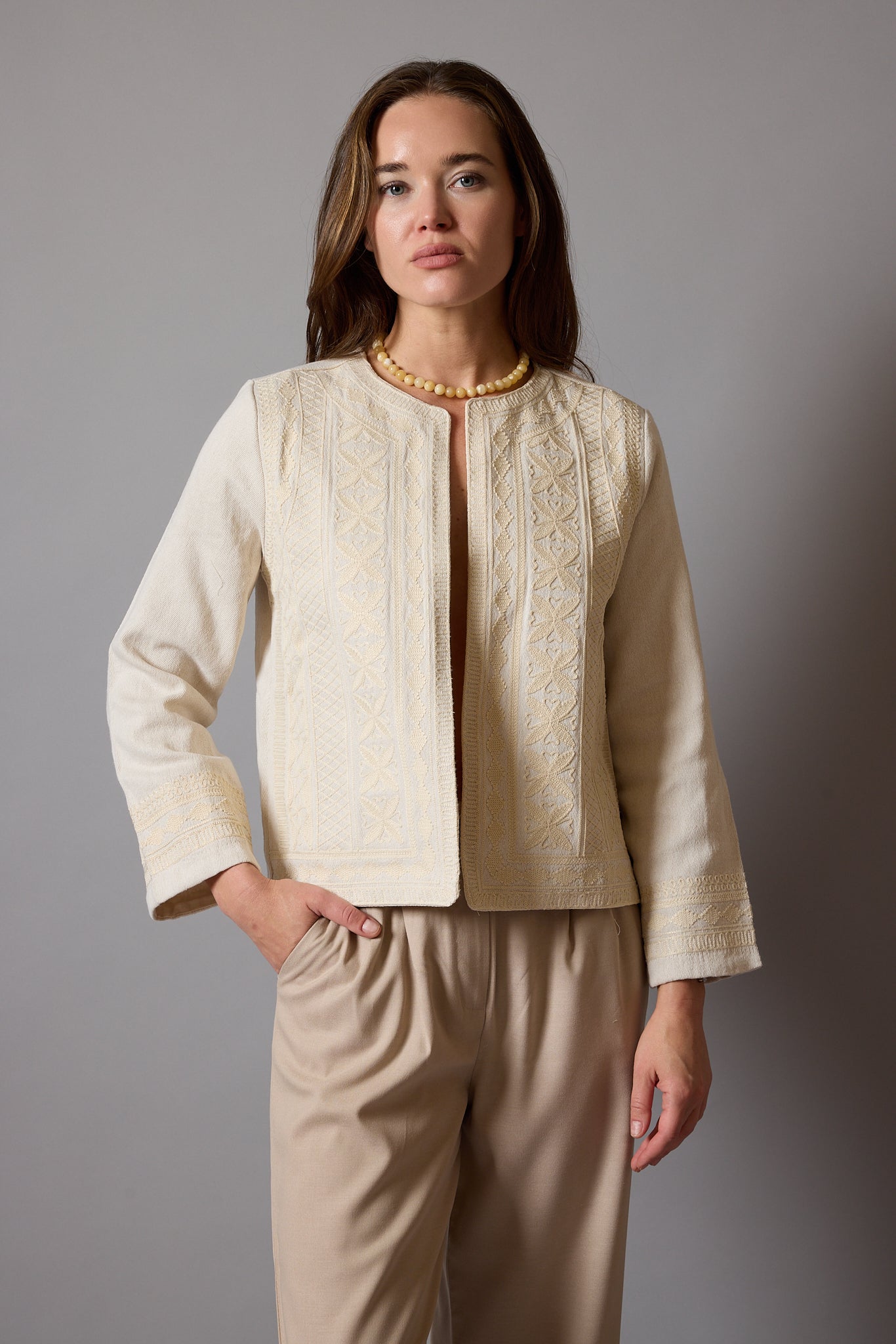 ELSA NAKIS DETAYLI GOMLEK CEKET BEIGE