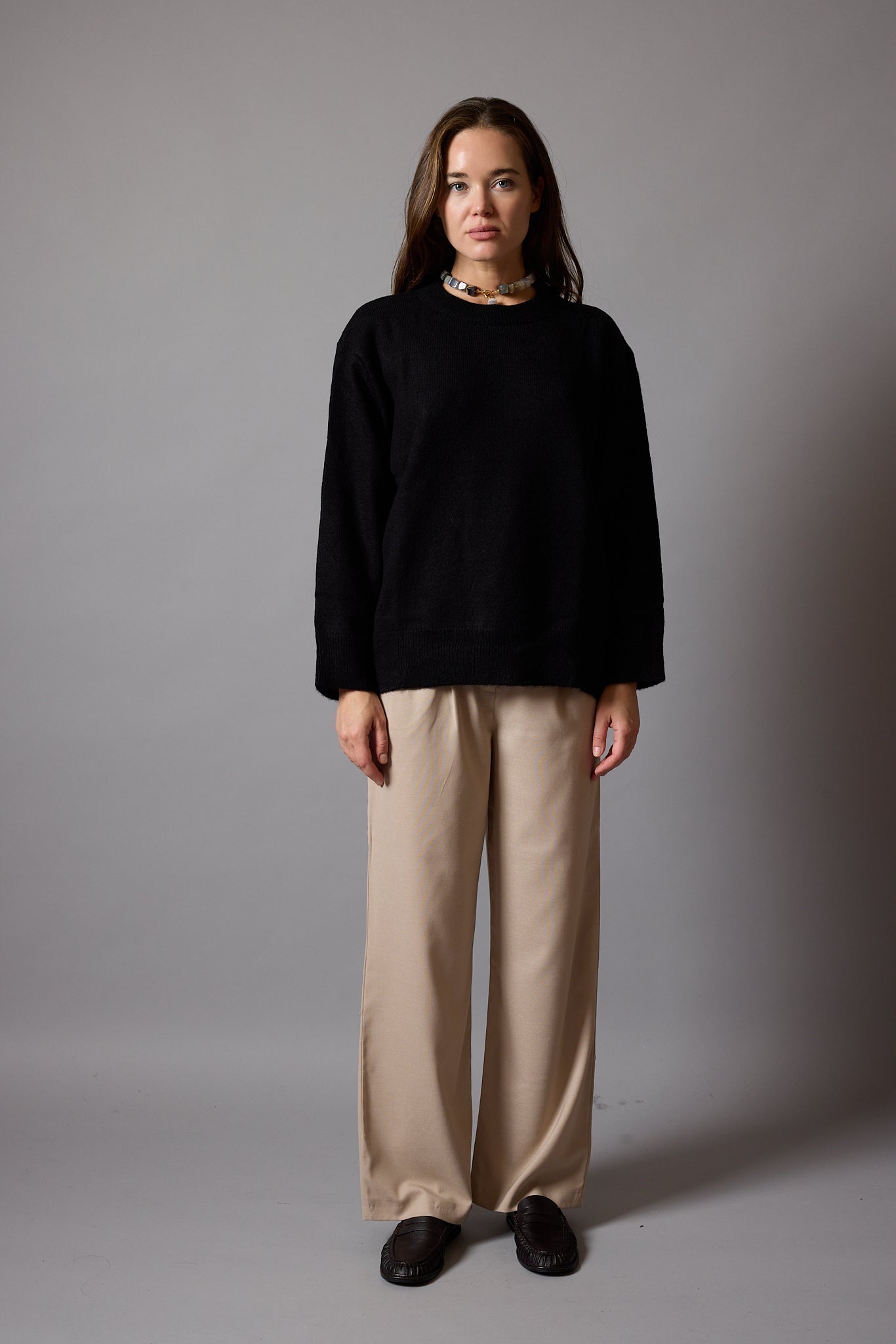 OVERSIZE BISIKLET YAKA KAZAK SİYAH