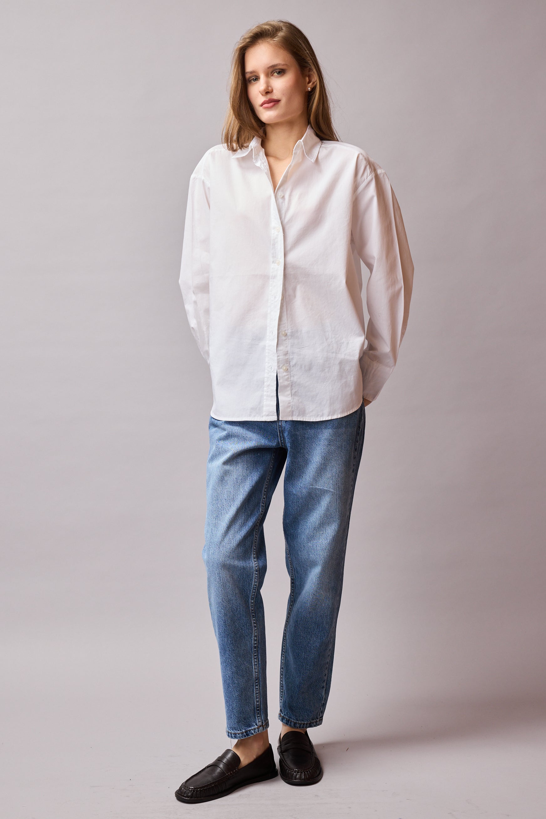 KLASIK YAKA OVERSIZE POPLIN GOMLEK BEYAZ