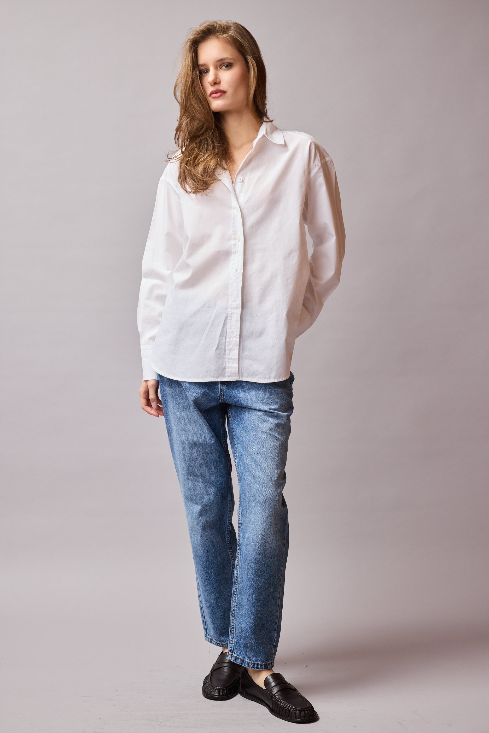 CLASSIC COLLAR OVERSIZE POPLIN SHIRT WHITE