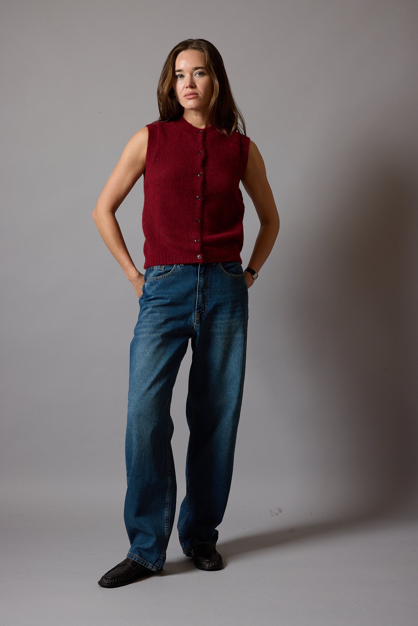 WIDE LEG BALLOON FIT JEAN VINTAGE BLEU