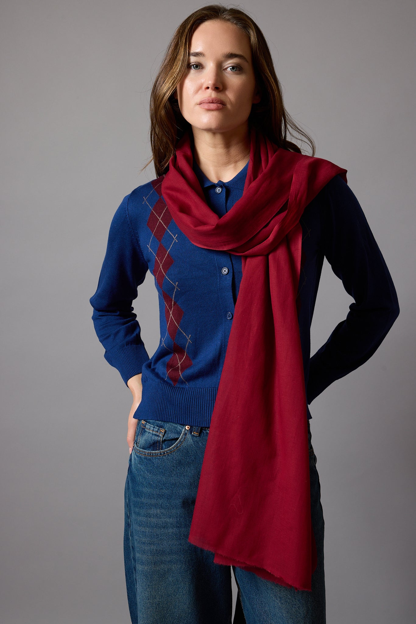 BRITISH RED ORGANIK PAMUK HANDMADE SAL