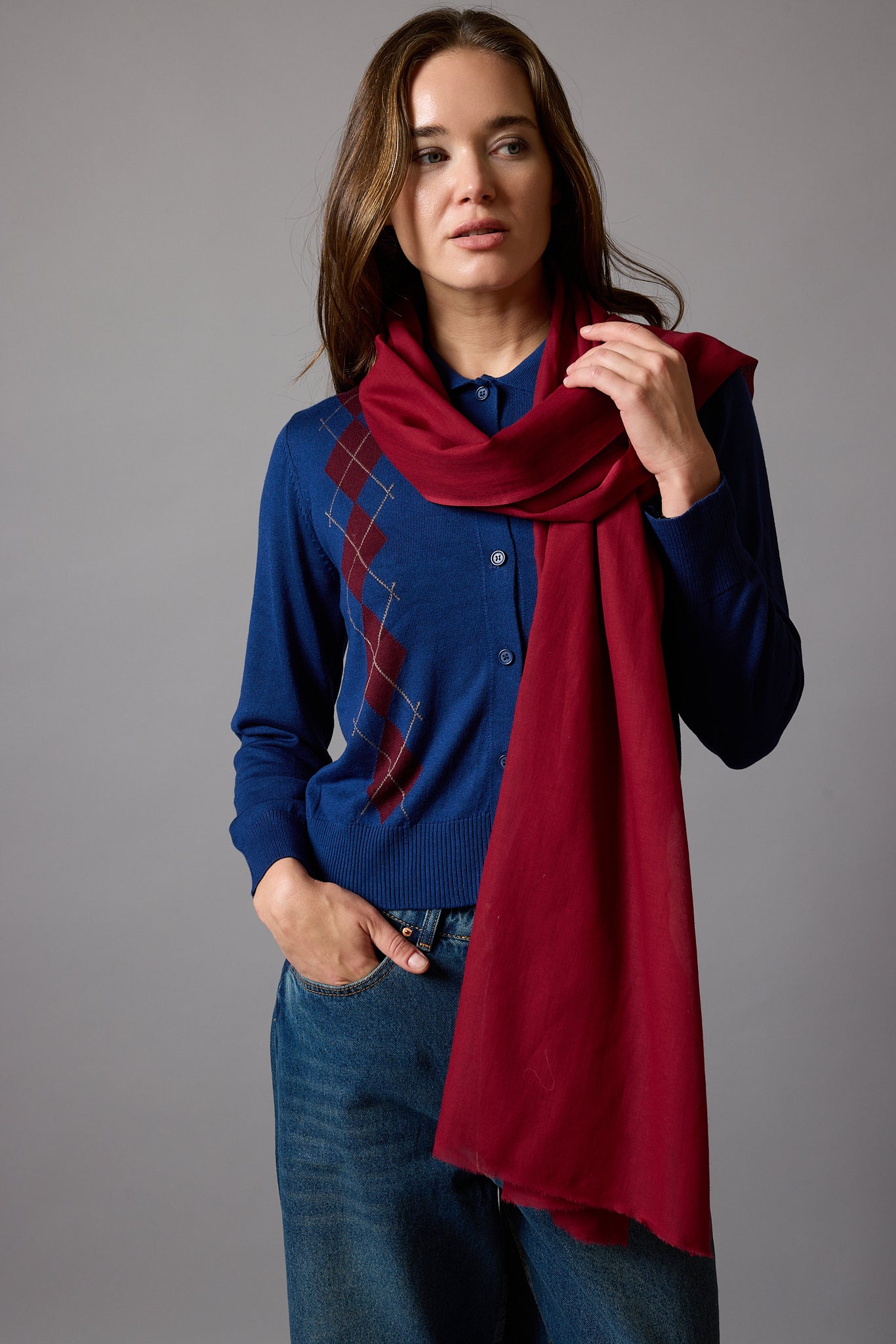 BRITISH RED ORGANIK PAMUK HANDMADE SAL