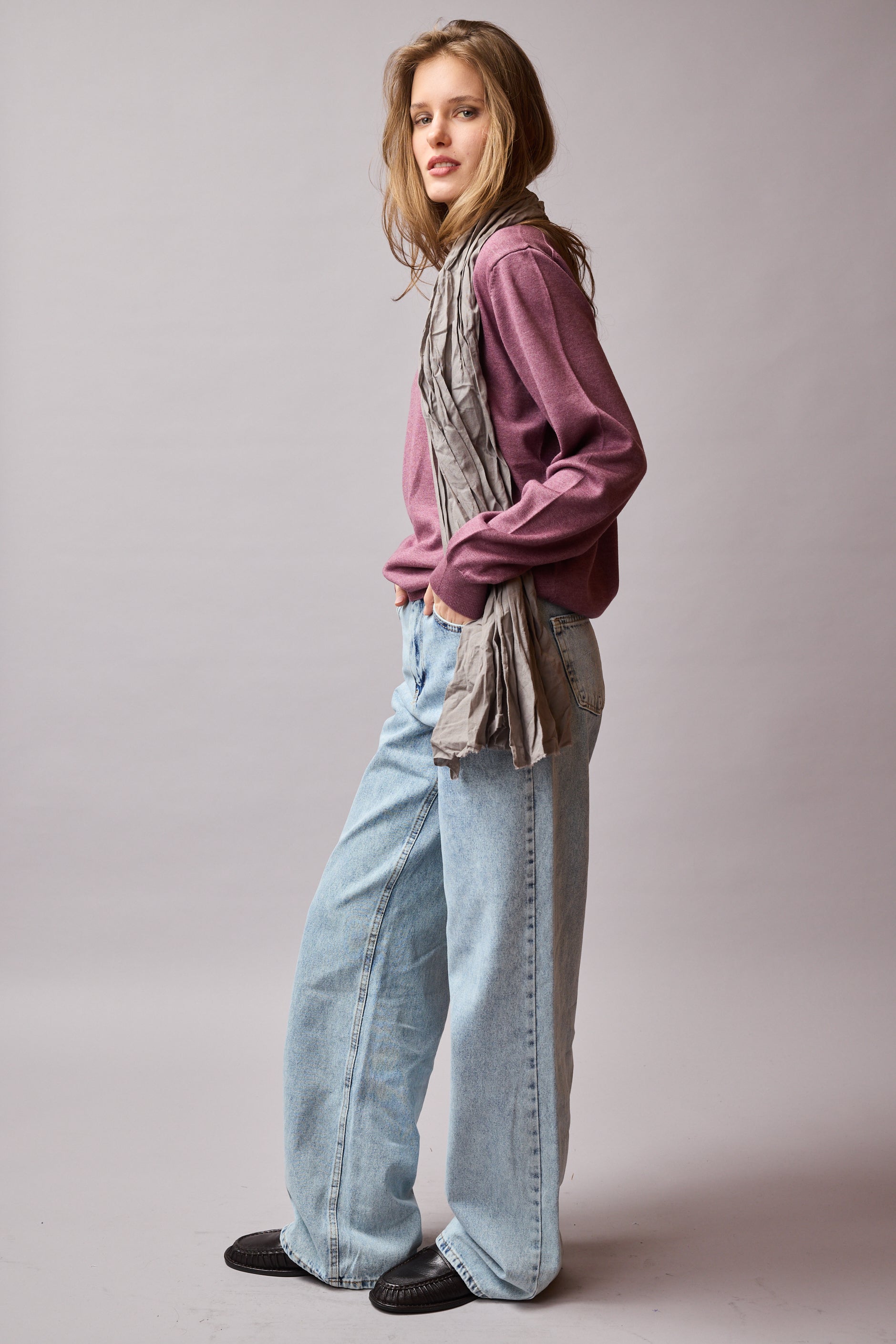 Soft Grey Organik Pamuk Handmade Sal