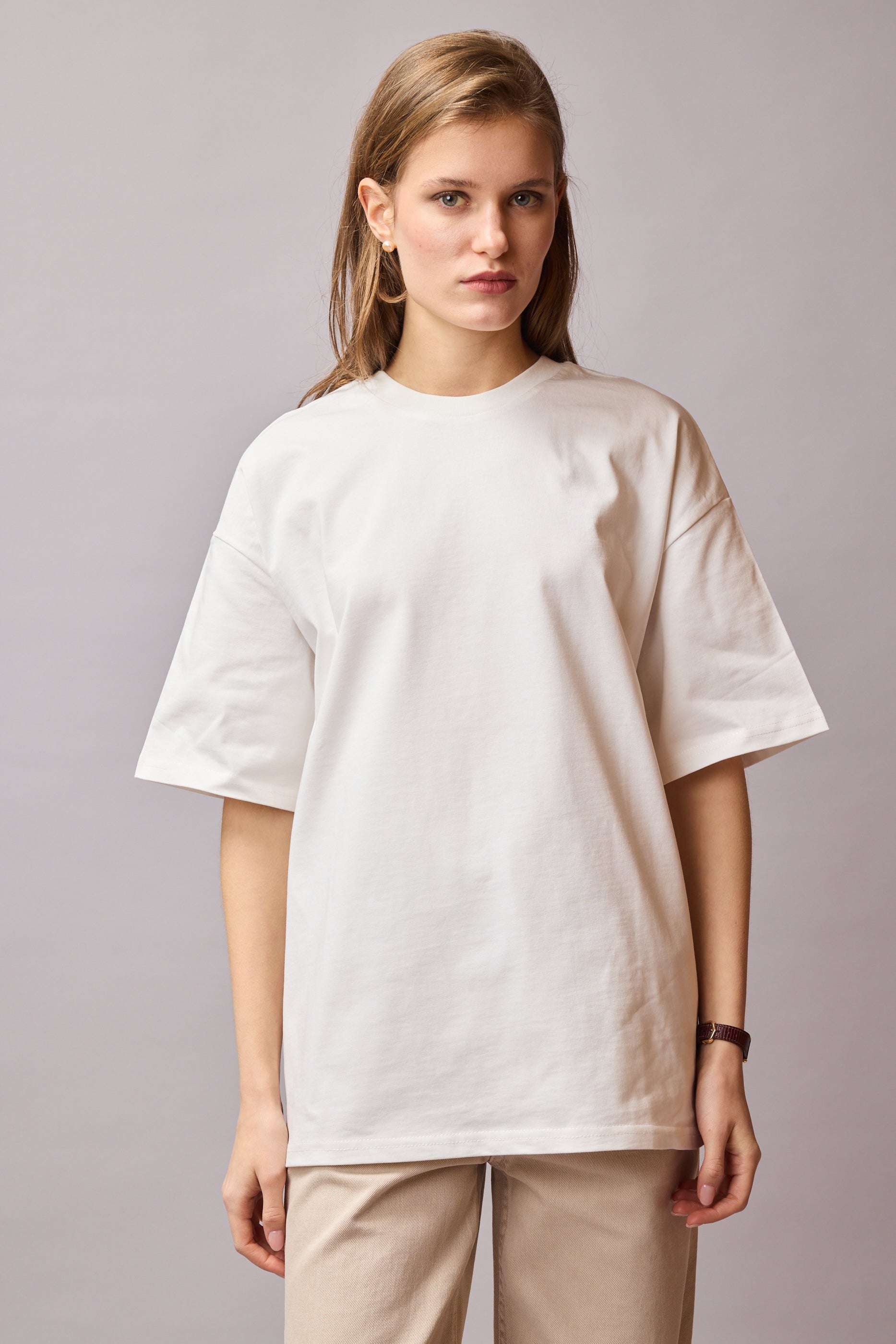 OVERSIZE SHORT SLEEVE COTTON T-SHIRT VANILLA