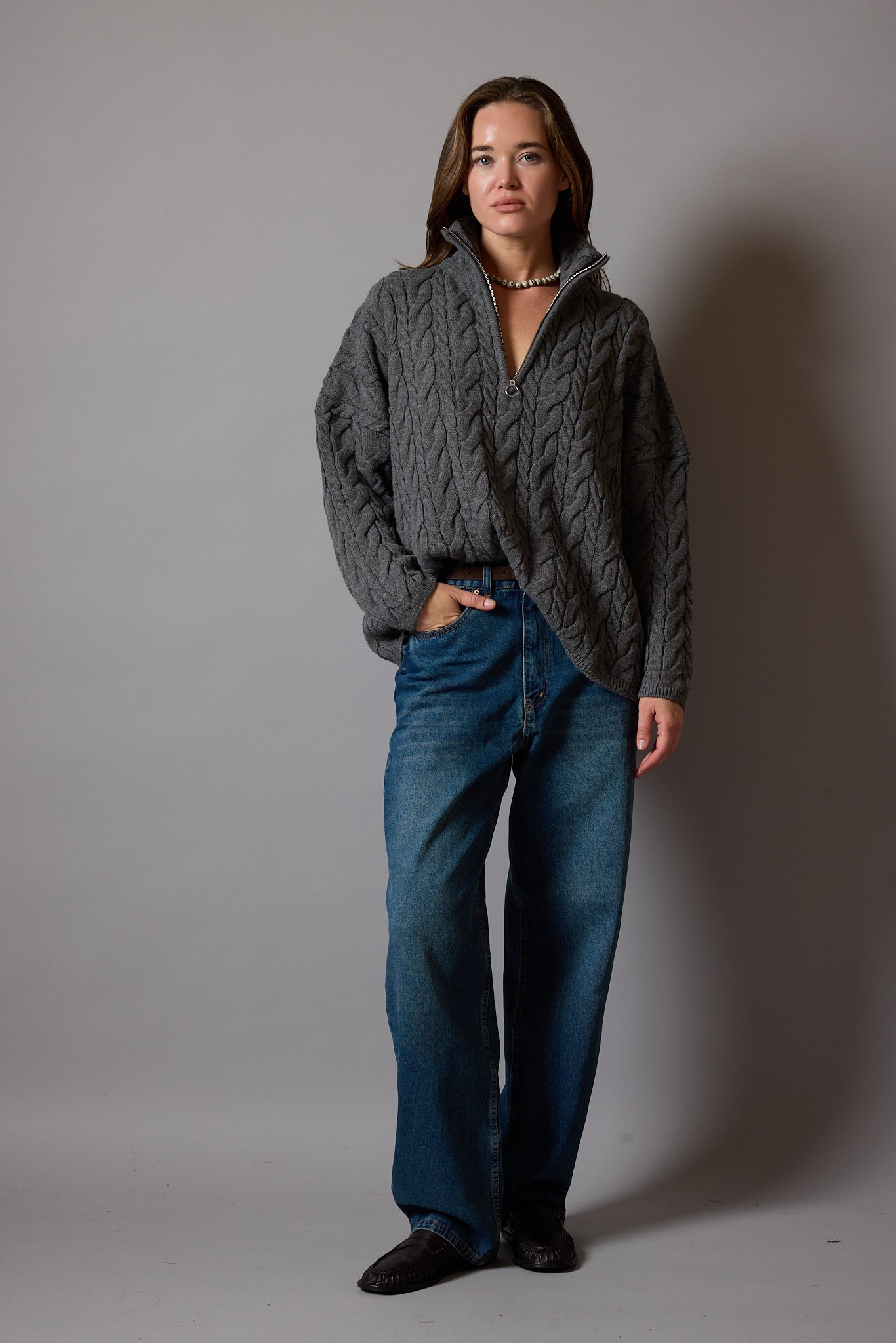 WIDE LEG BALLOON FIT JEAN VINTAGE BLEU