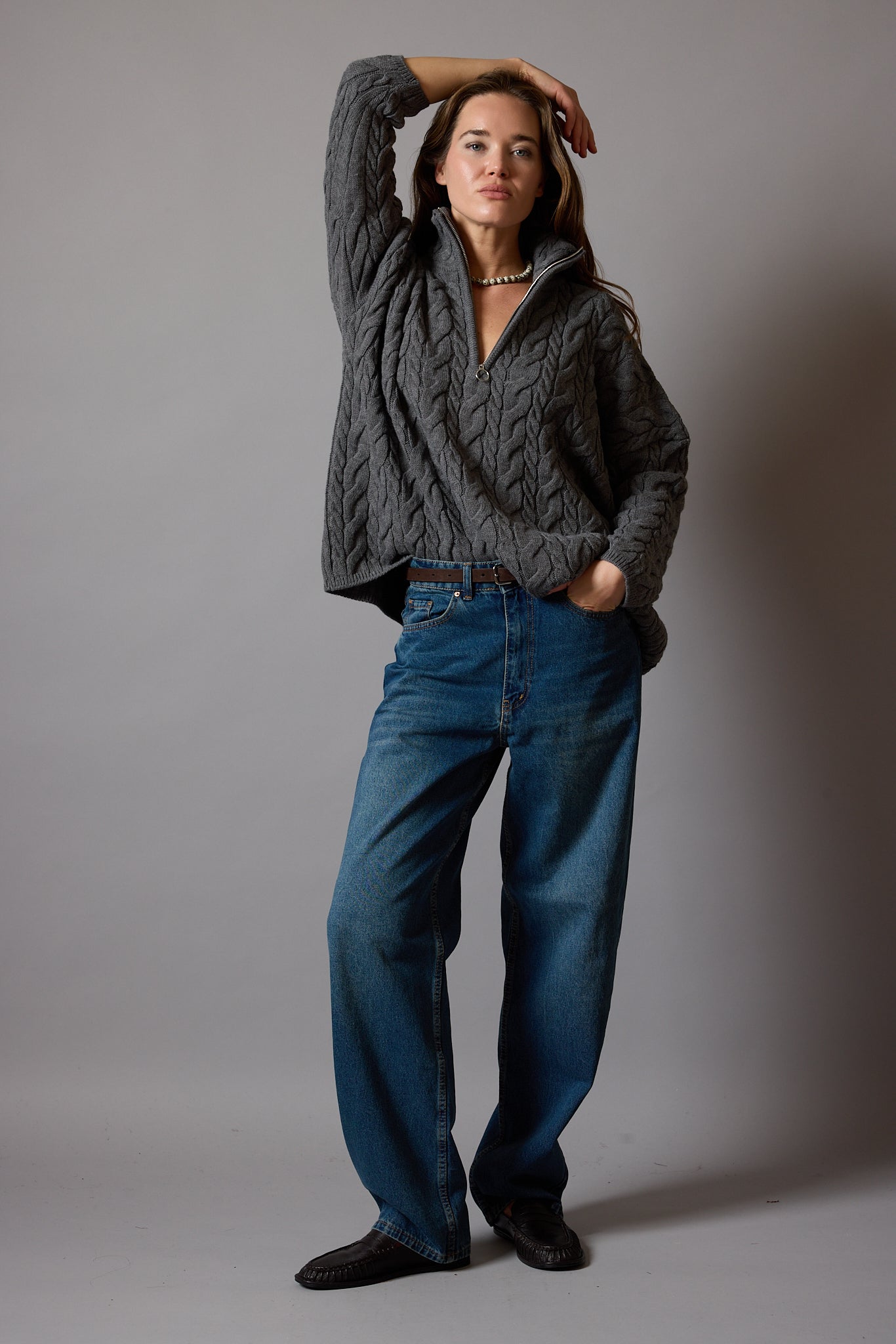 WIDE LEG BALLOON FIT JEAN VINTAGE BLEU