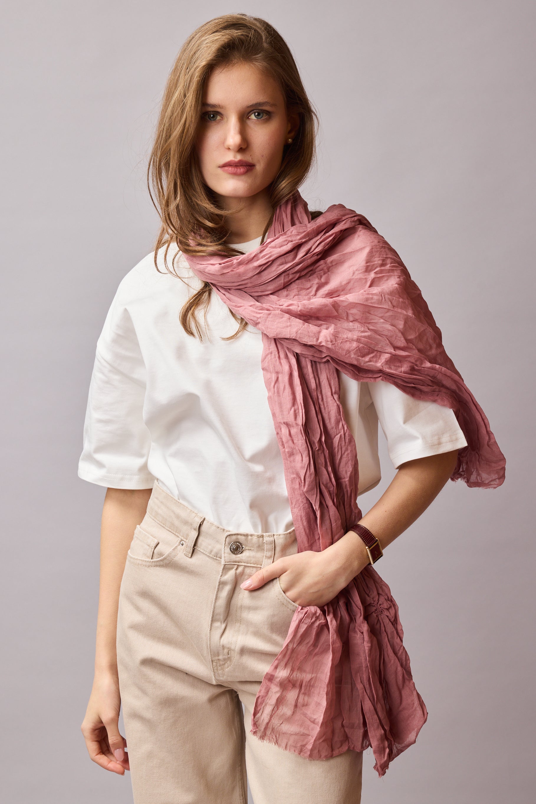 VINTAGE ROSE ORGANIK PAMUK HANDMADE SAL