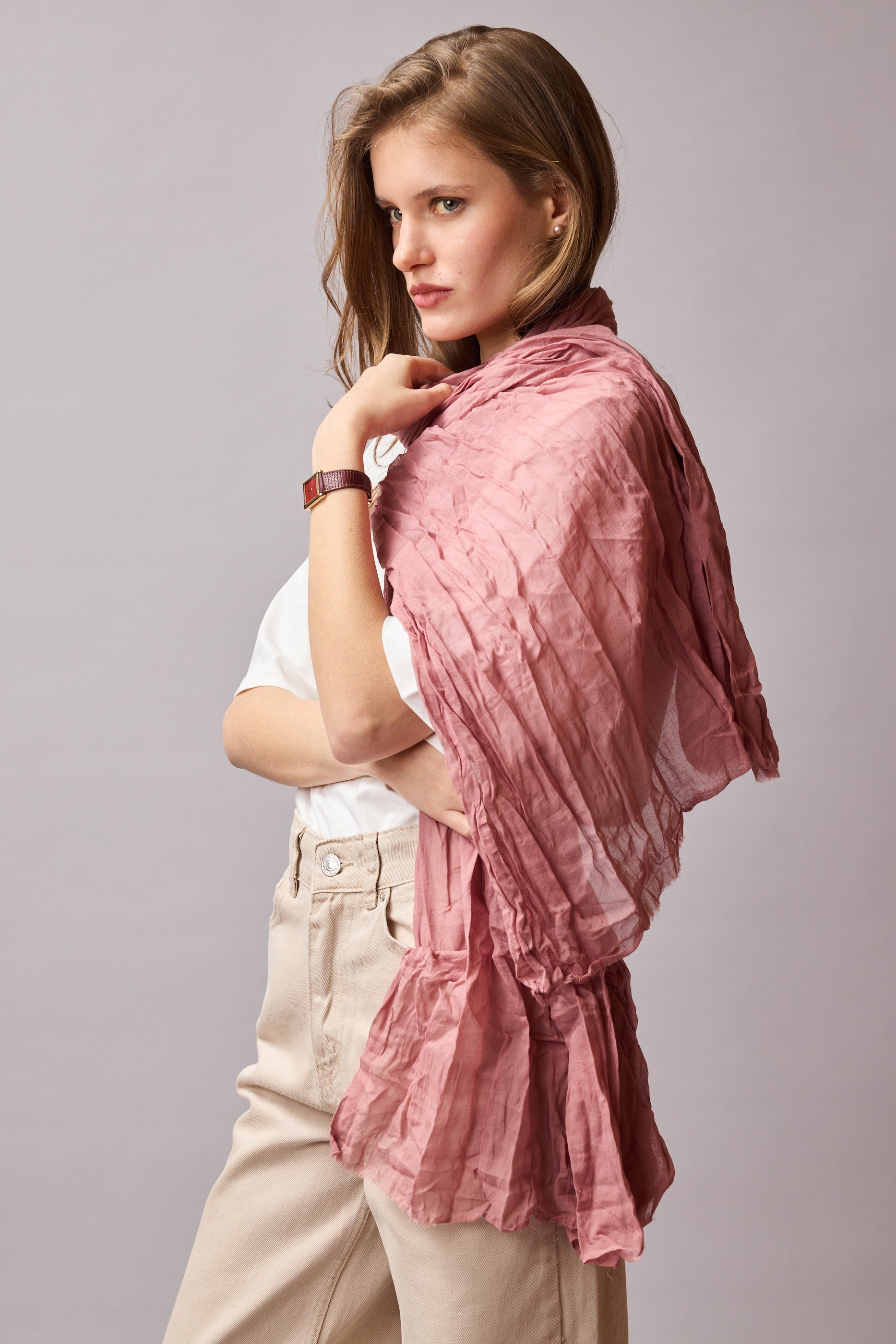 VINTAGE ROSE ORGANIK PAMUK HANDMADE SAL