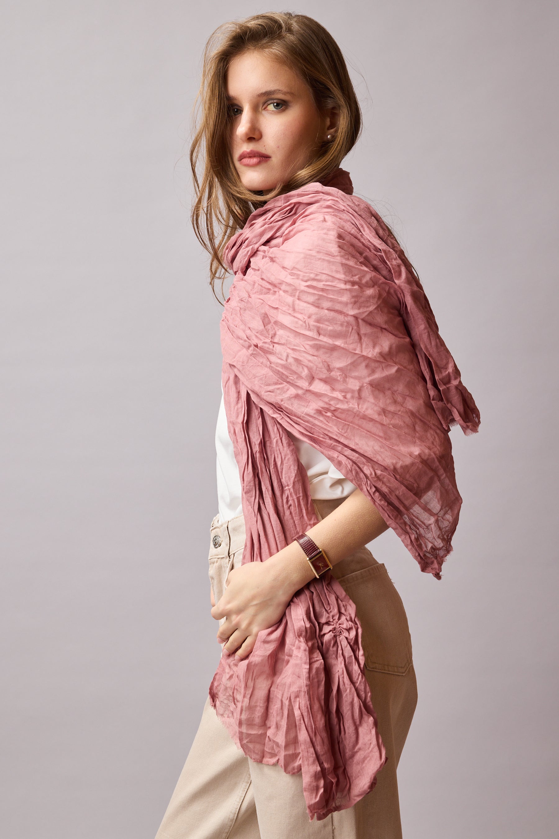 VINTAGE ROSE ORGANIK PAMUK HANDMADE SAL