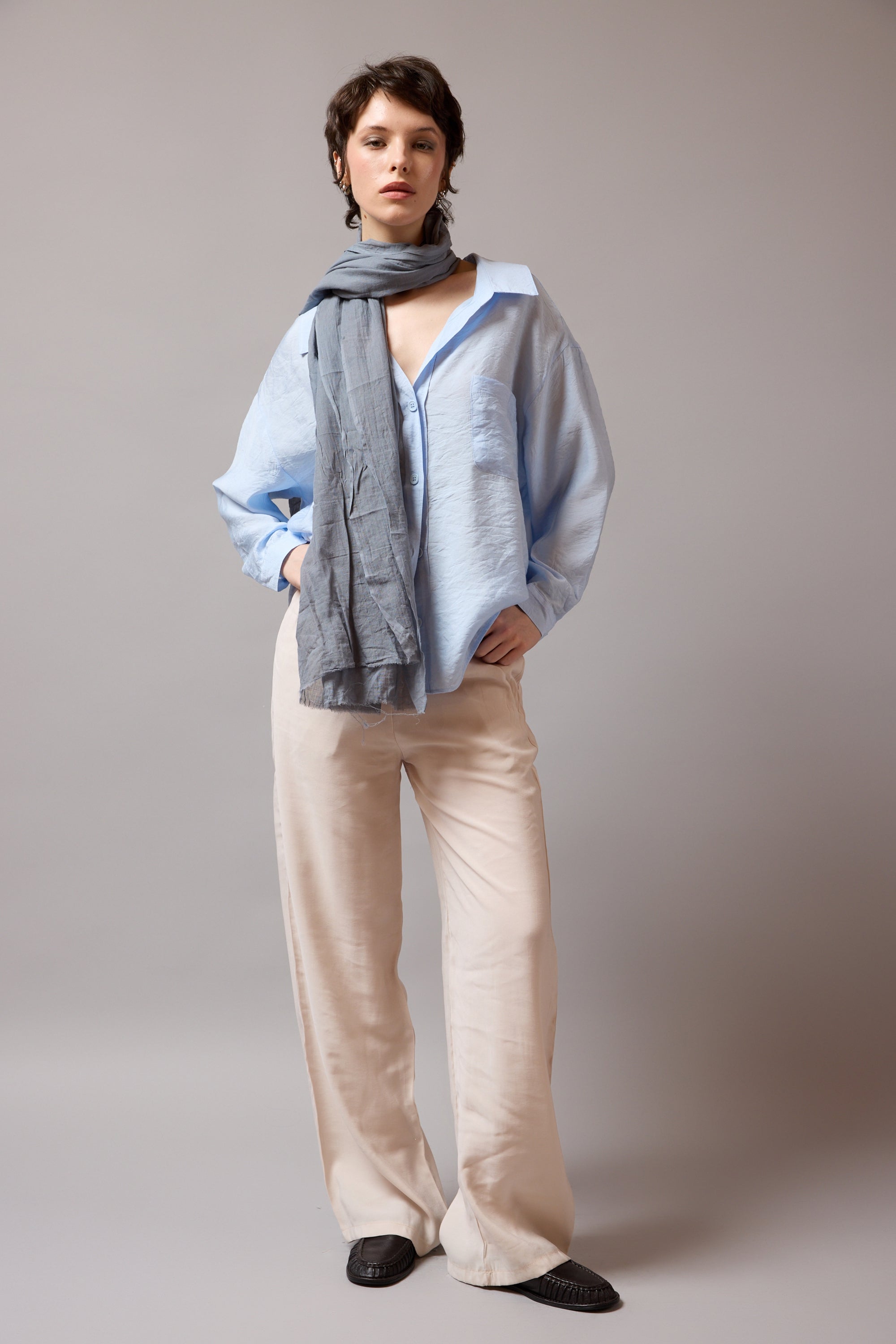 Ice Grey Organik Pamuk Handmade Sal