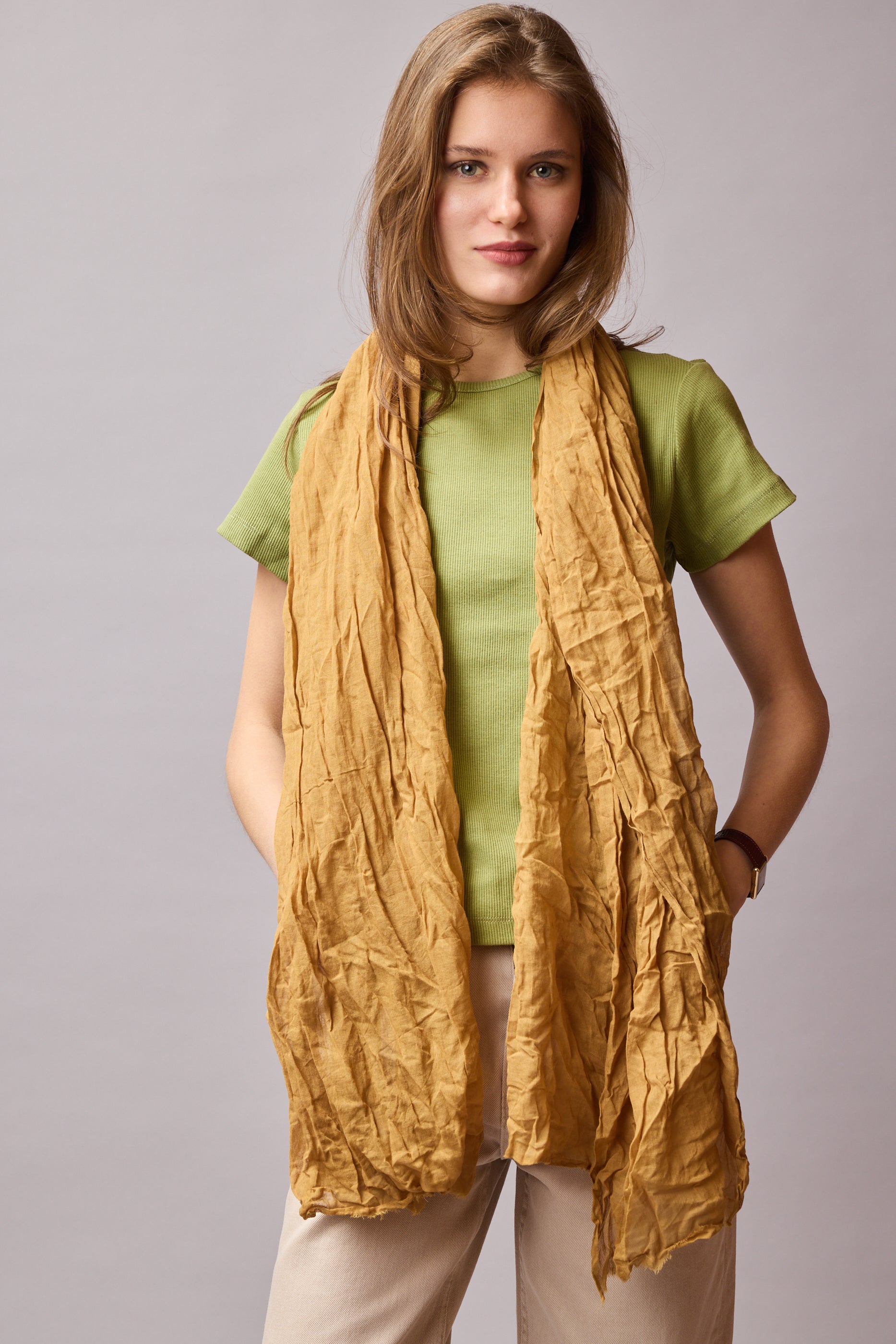 Van Gogh Yellow Organik Pamuk Handmade Sal