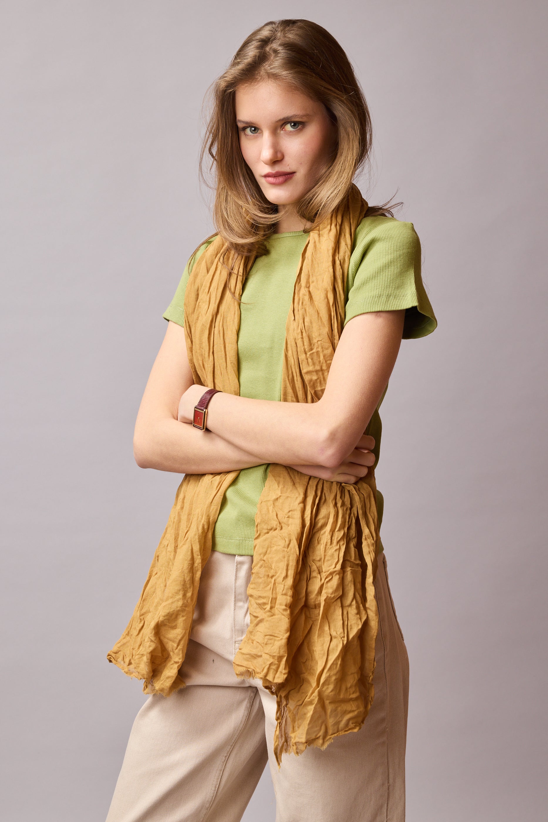Van Gogh Yellow Organik Pamuk Handmade Sal