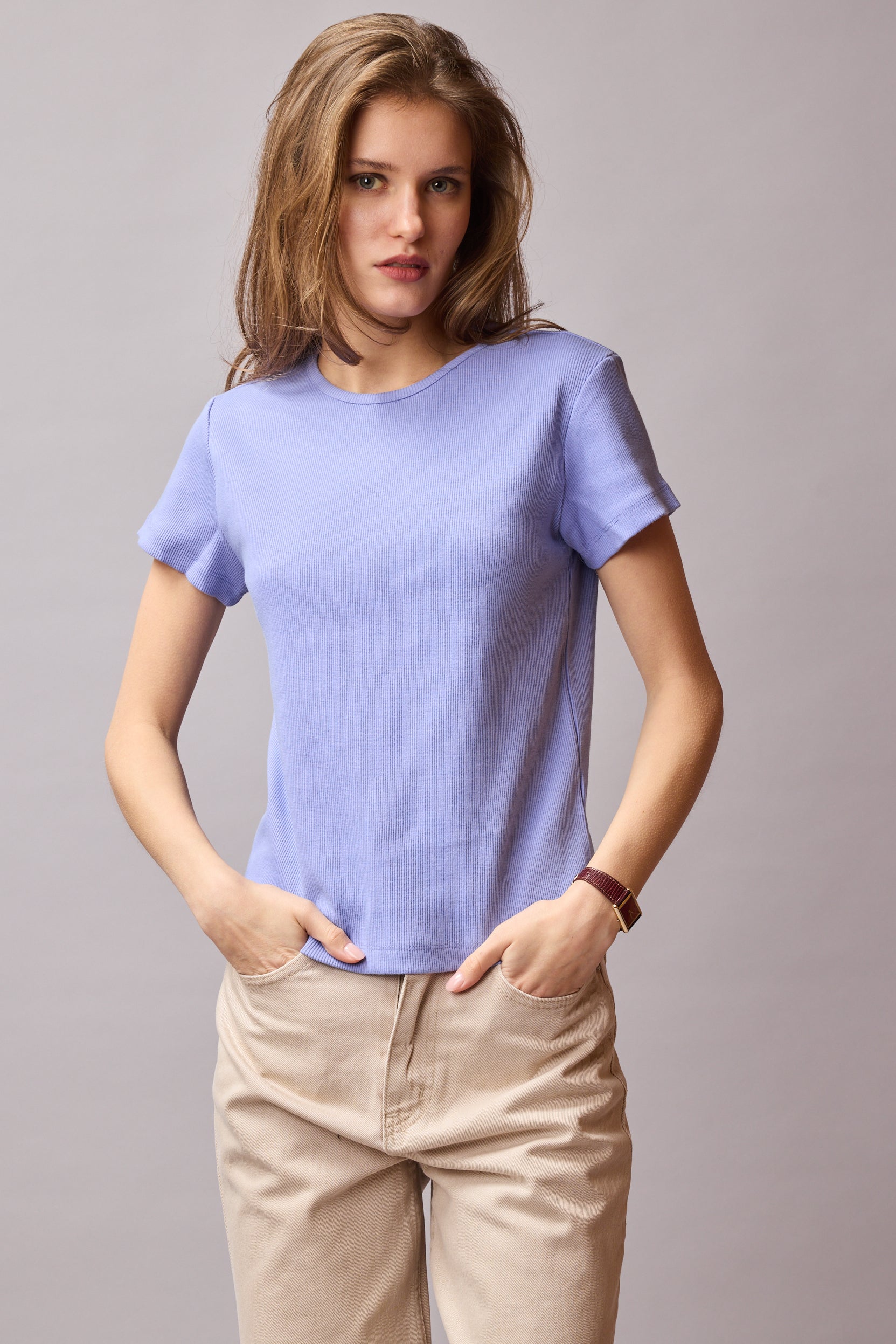FITILLI KISA KOLLU PAMUK T-SHIRT MULBERRY