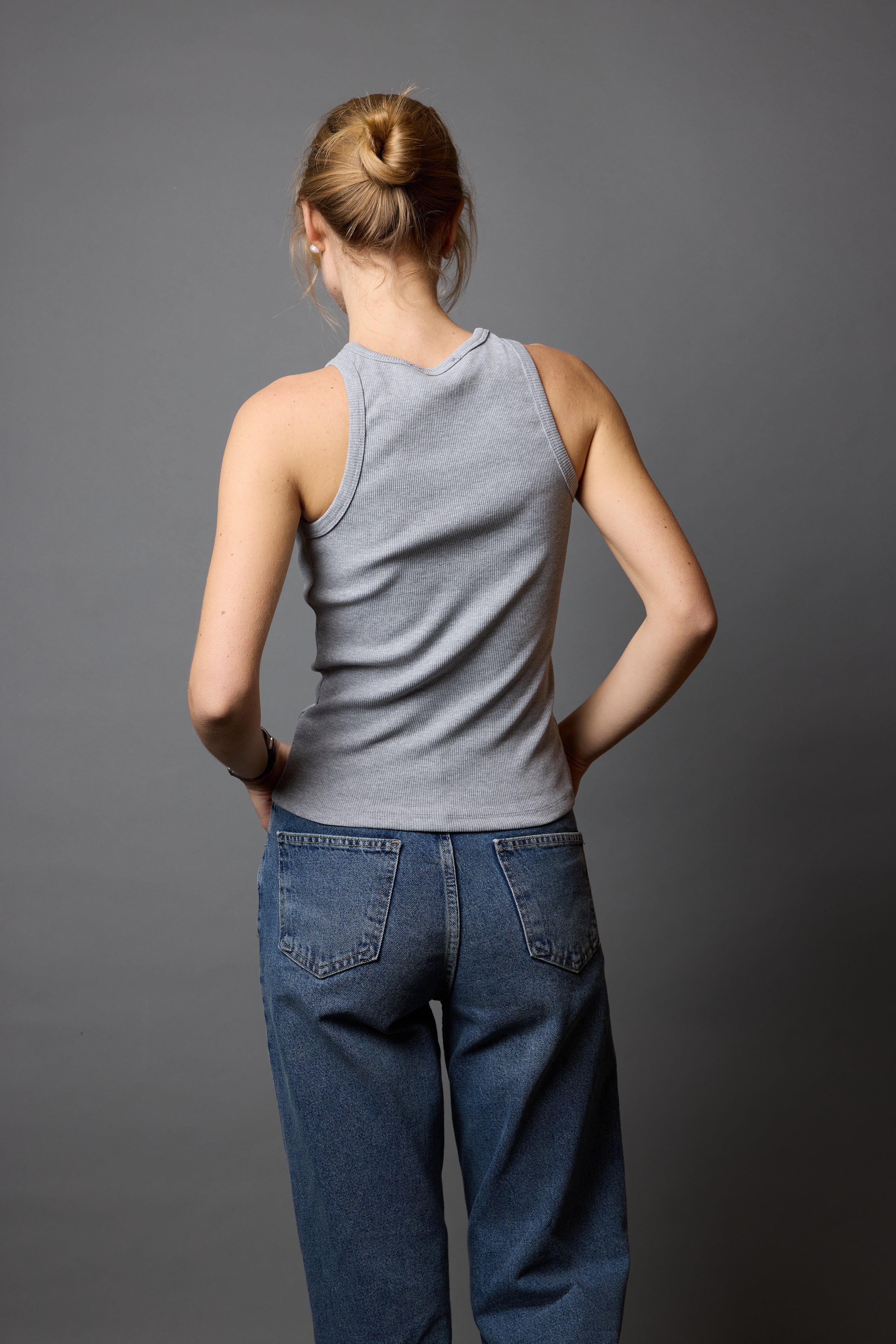 HALTER YAKA CROP TOP GRİ