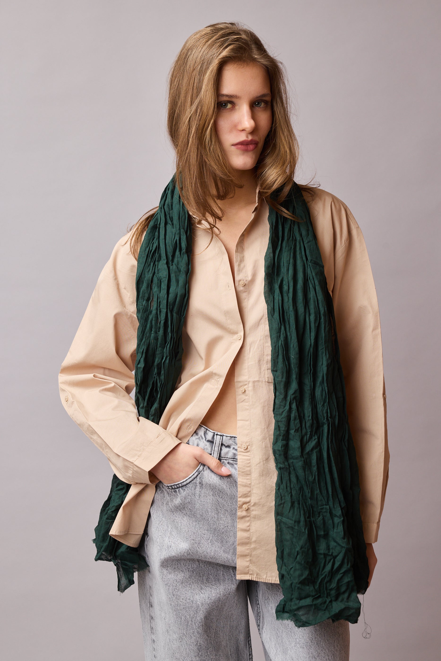 Emerald Organik Pamuk Handmade Sal