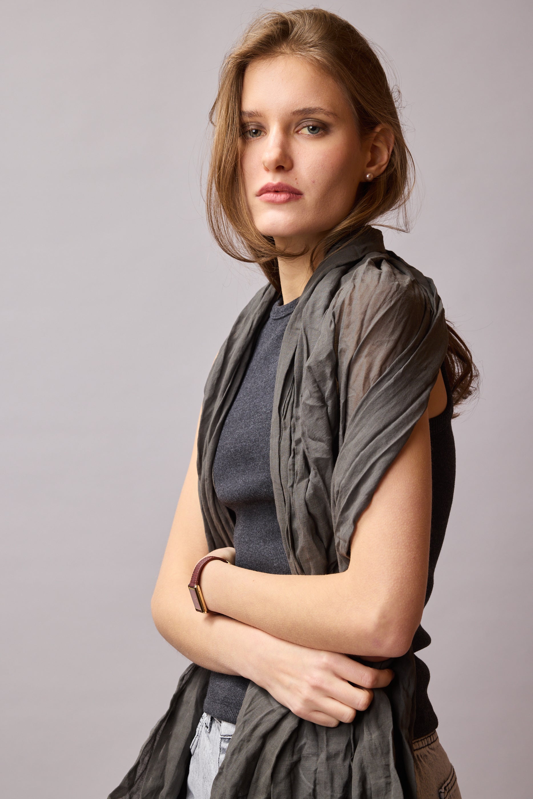 Grey Organic Cotton Handmade Shawl