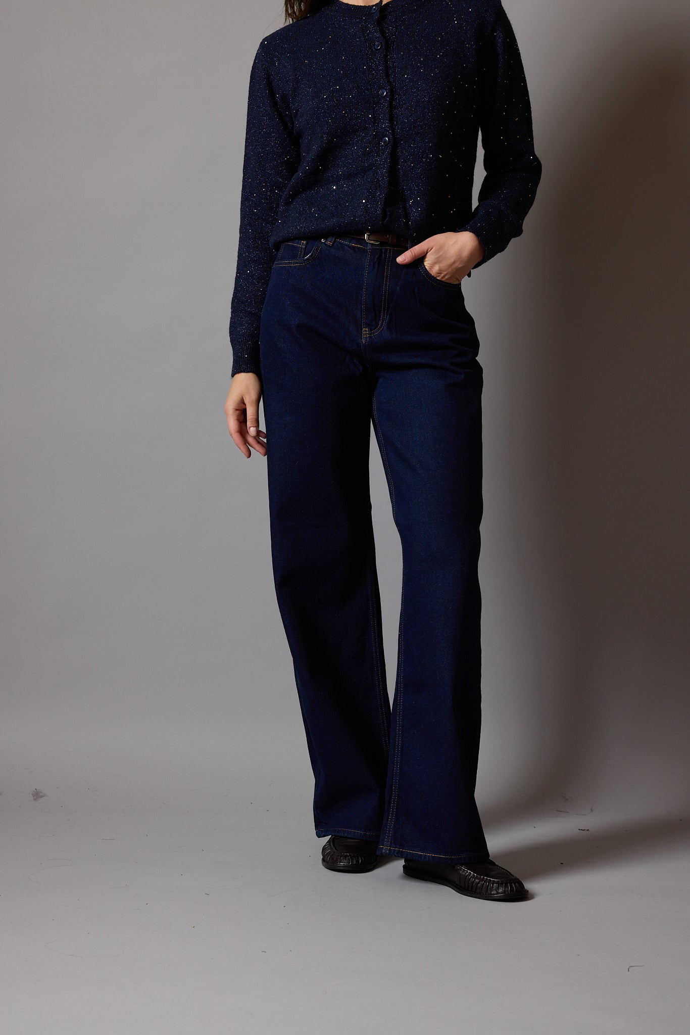 STRAIGHT YUKSEK BEL GENIS PACA JEAN DARK BLUE