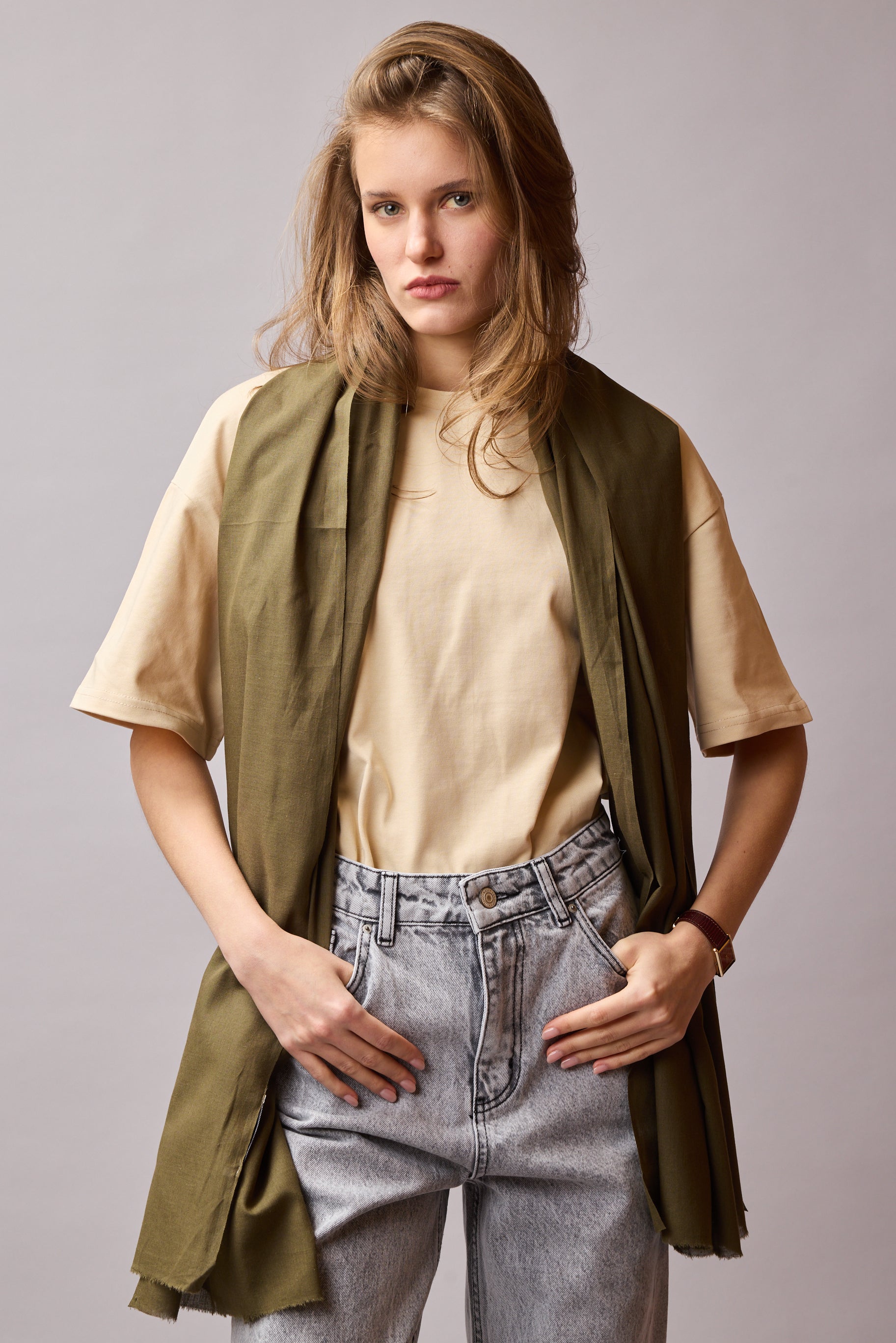 VINTAGE GREEN ORGANIK PAMUK HANDMADE SAL