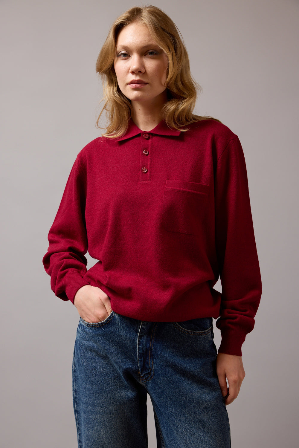 YUN POLO YAKA UNISEX KAZAK CLARET RED