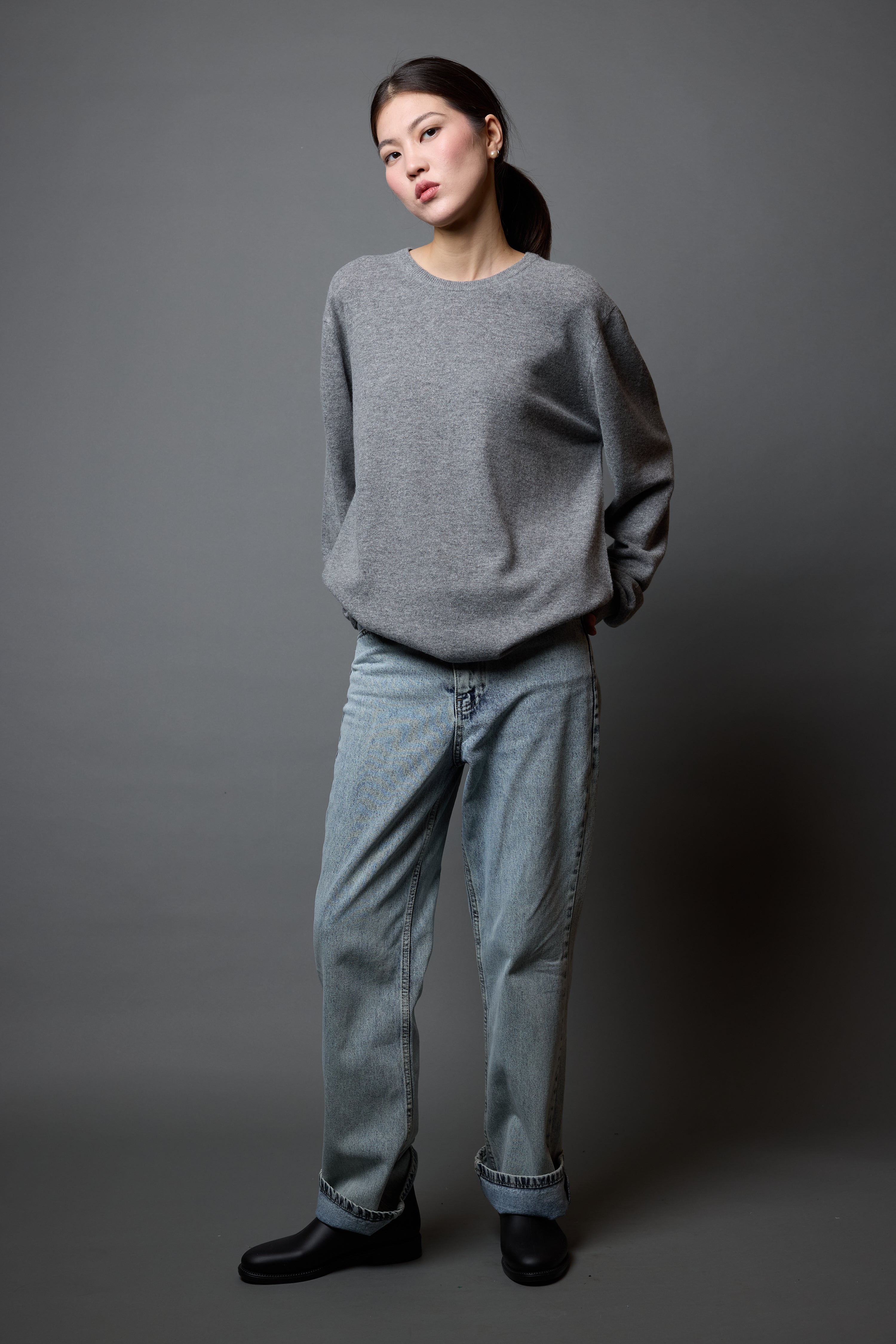 YUN BISIKLET YAKA UNISEX KAZAK GRI