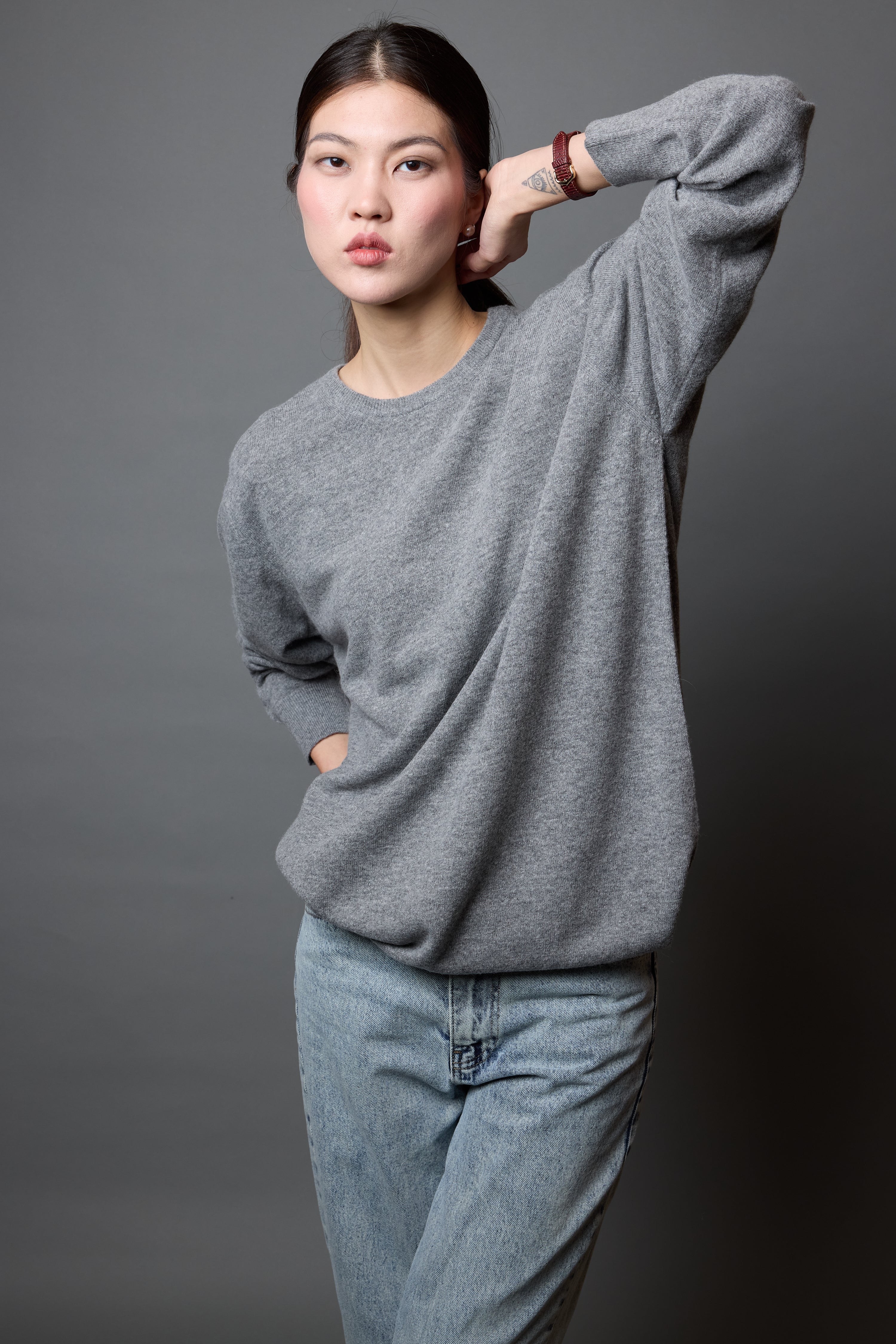 YUN BISIKLET YAKA UNISEX KAZAK GRI