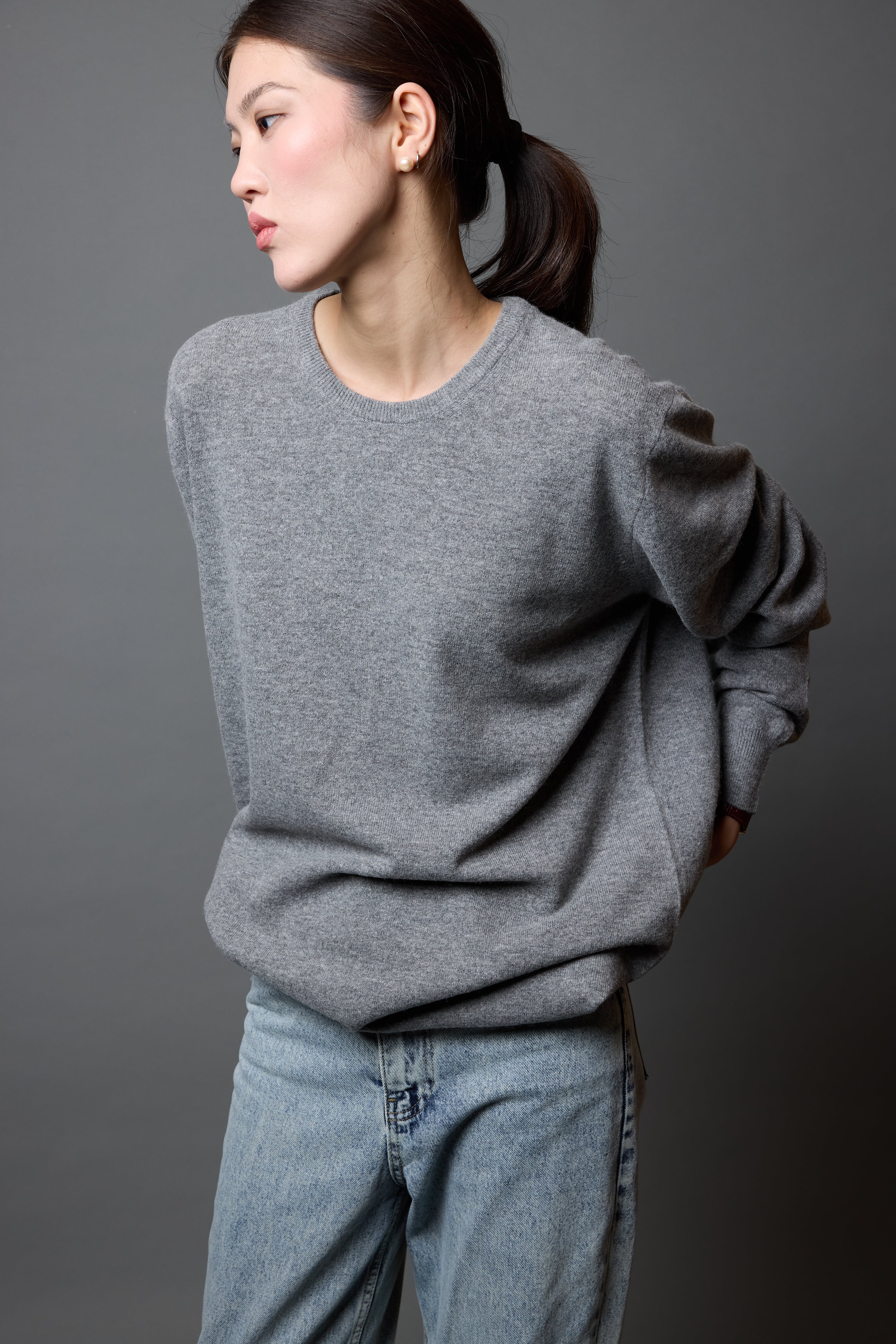 YUN BISIKLET YAKA UNISEX KAZAK GRI