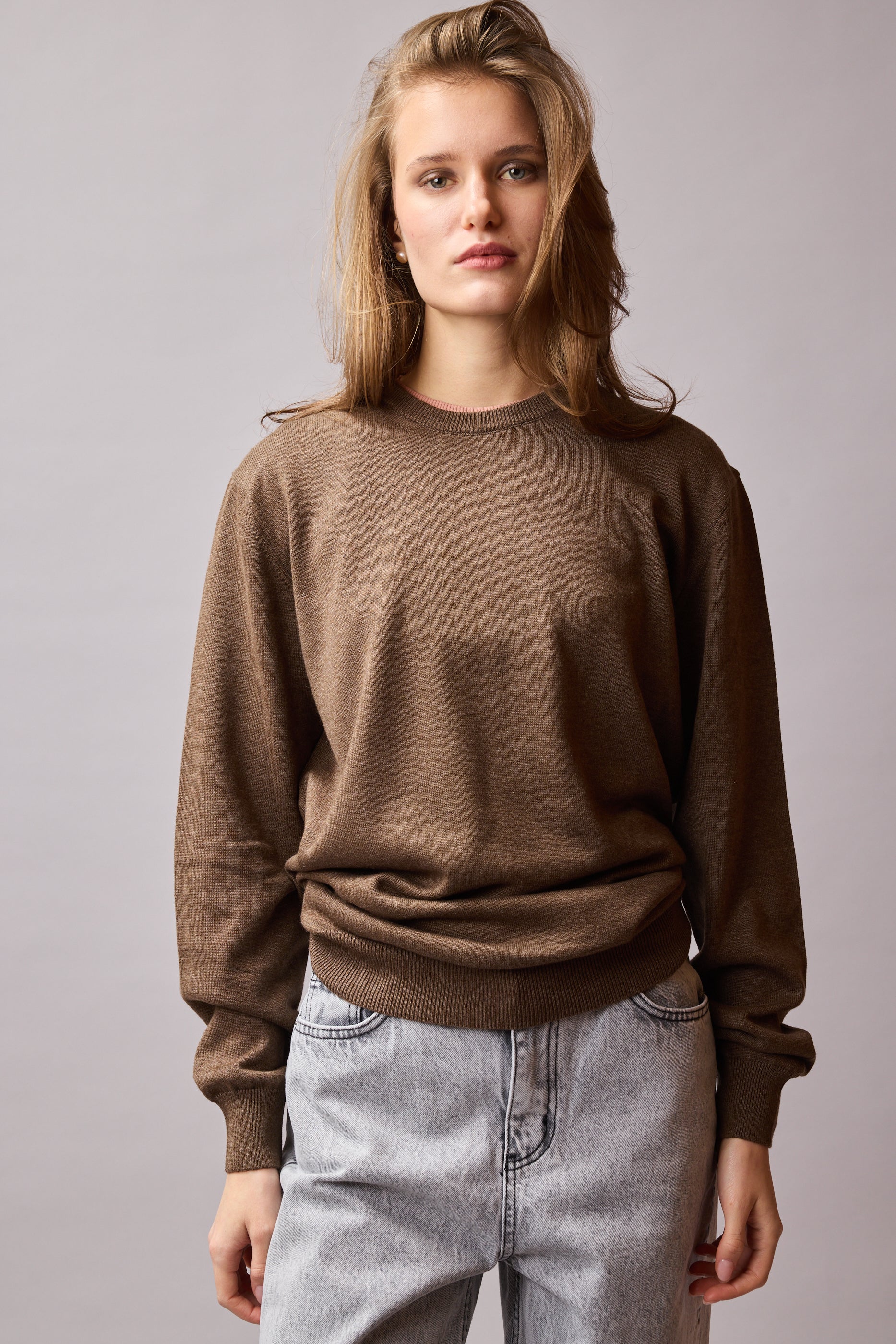 PAMUK BISIKLET YAKA UNISEX KAZAK VIZON