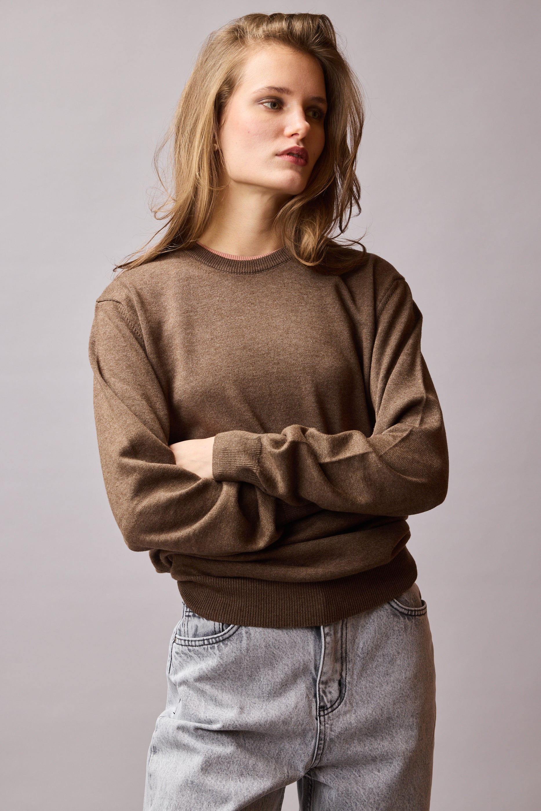 PAMUK BISIKLET YAKA UNISEX KAZAK VIZON