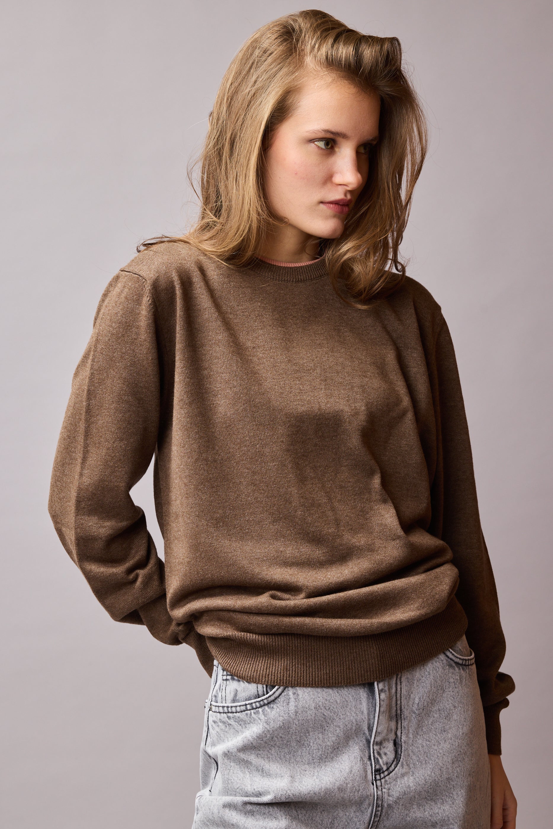 PAMUK BISIKLET YAKA UNISEX KAZAK VIZON